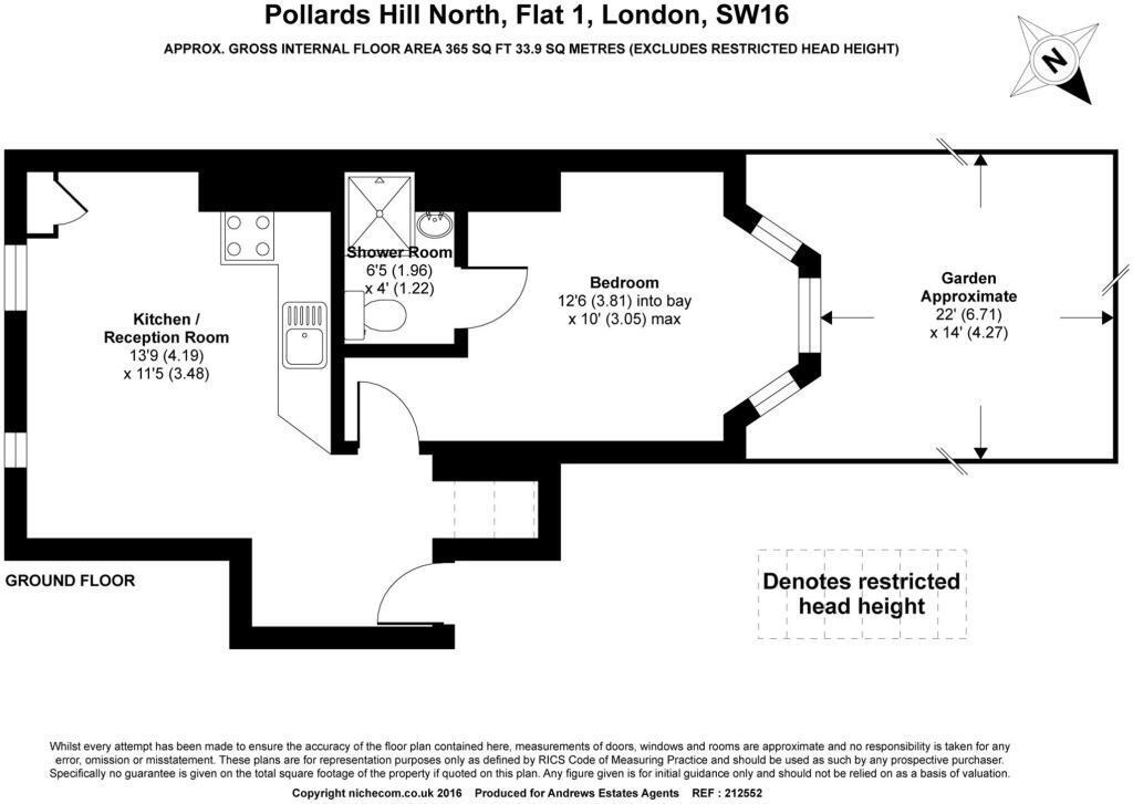 Floorplan of 1 bedroom Flat to rent, Pollards Hill North, London, SW16