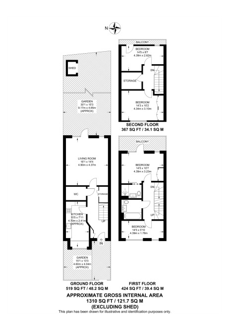Floorplan of 4 bedroom Mid Terrace House to rent, Thornbury Way, Walthamstow, E17