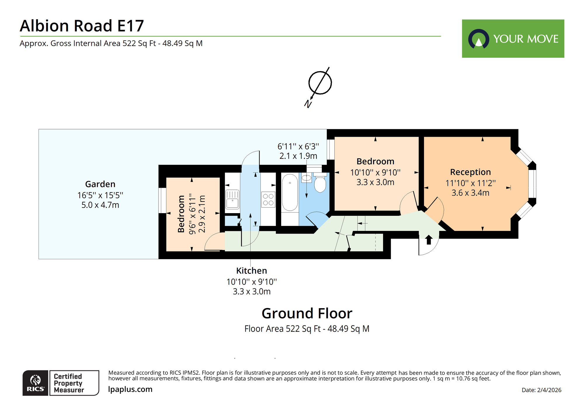 Floorplan of 2 bedroom Flat for sale, Albion Road, Walthamstow, E17