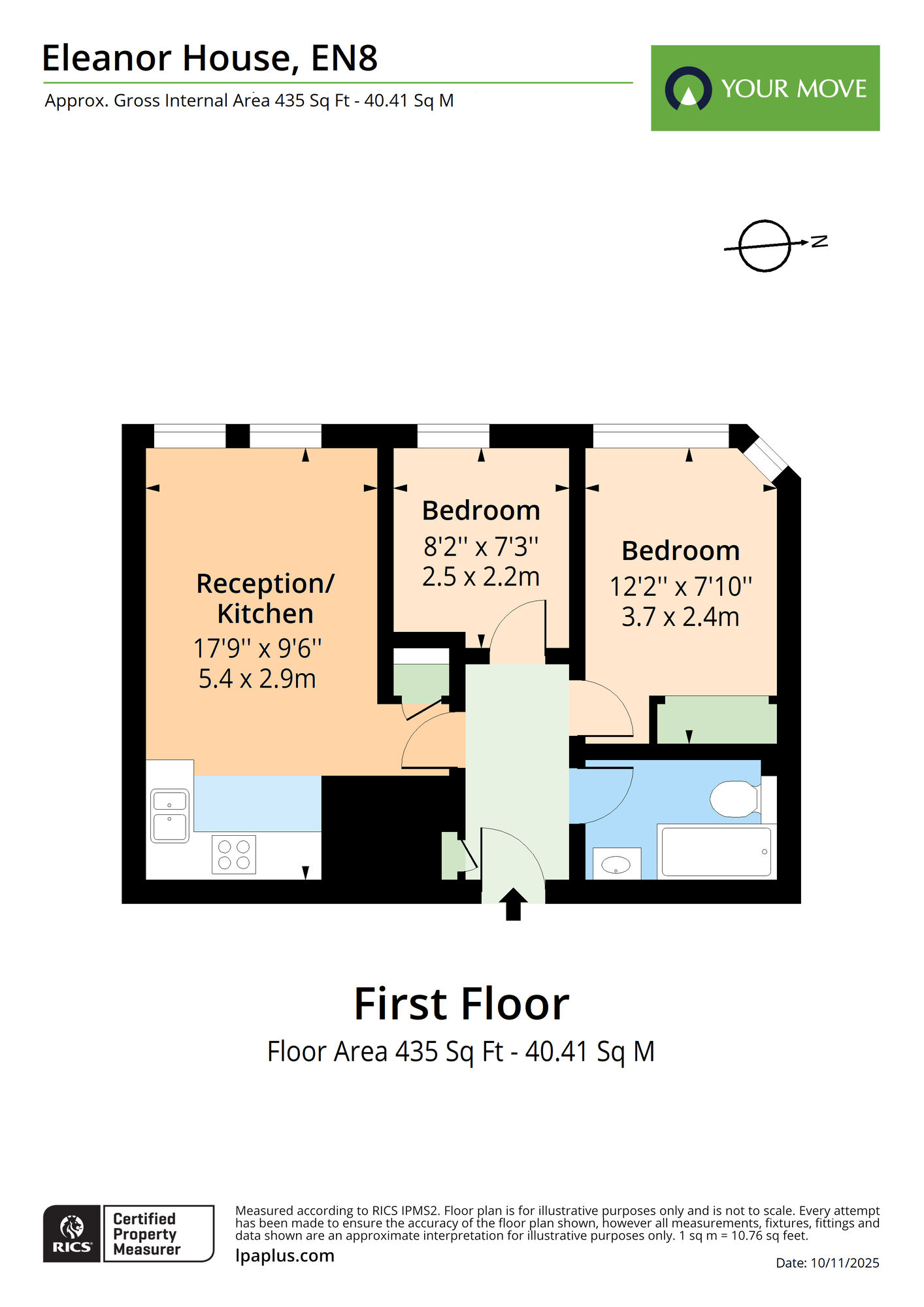 Floorplan of 2 bedroom  Flat to rent, Eleanor Cross Road, Waltham Cross, Hertfordshire, EN8