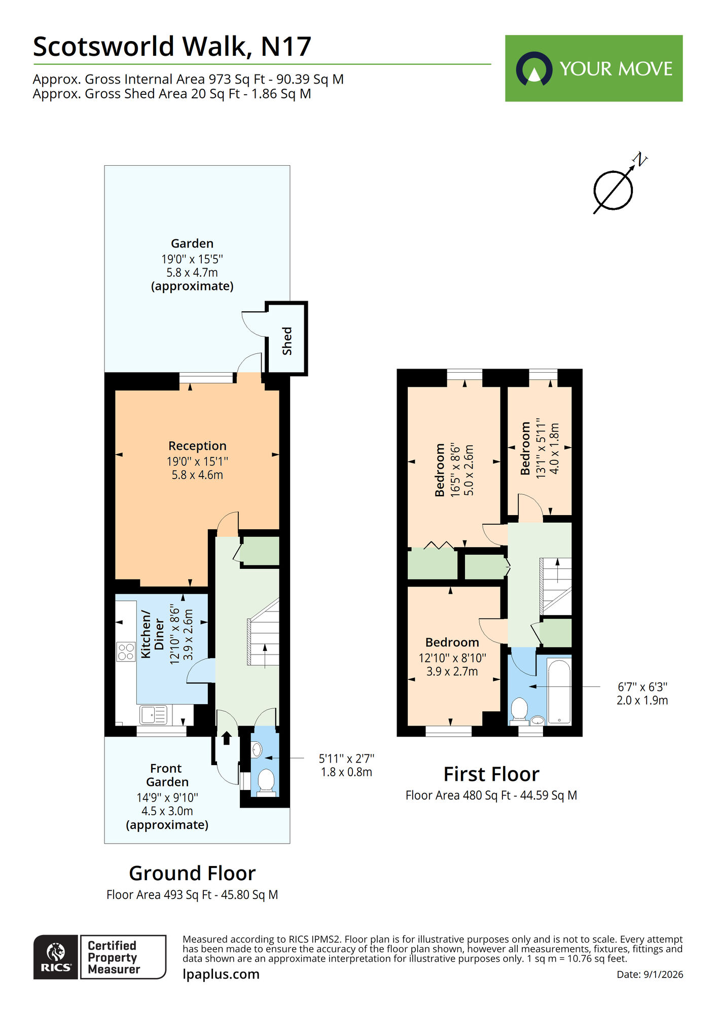 Floorplan of 3 bedroom Mid Terrace House to rent, Scotswood Walk, Northumberland Park, London, N17