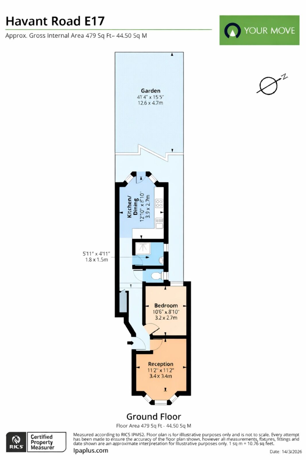 Floorplan of 1 bedroom Flat for sale, Havant Road, Walthamstow, E17