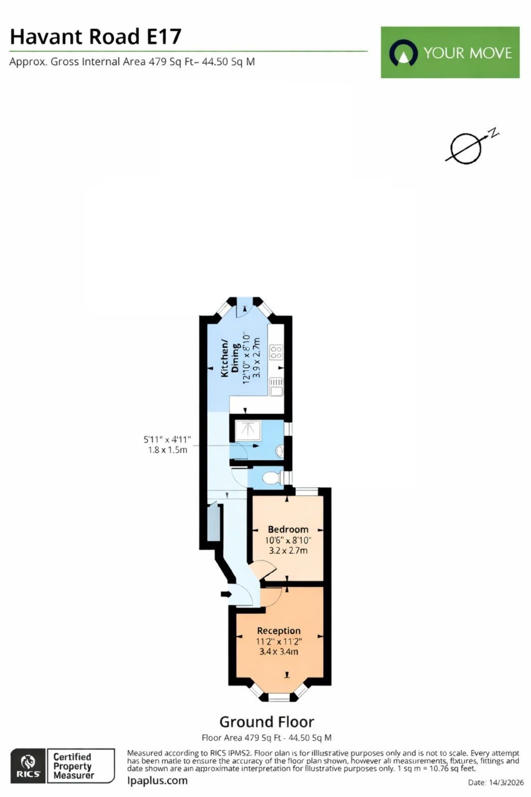 Floorplan of 1 bedroom Flat for sale, Havant Road, Walthamstow, E17