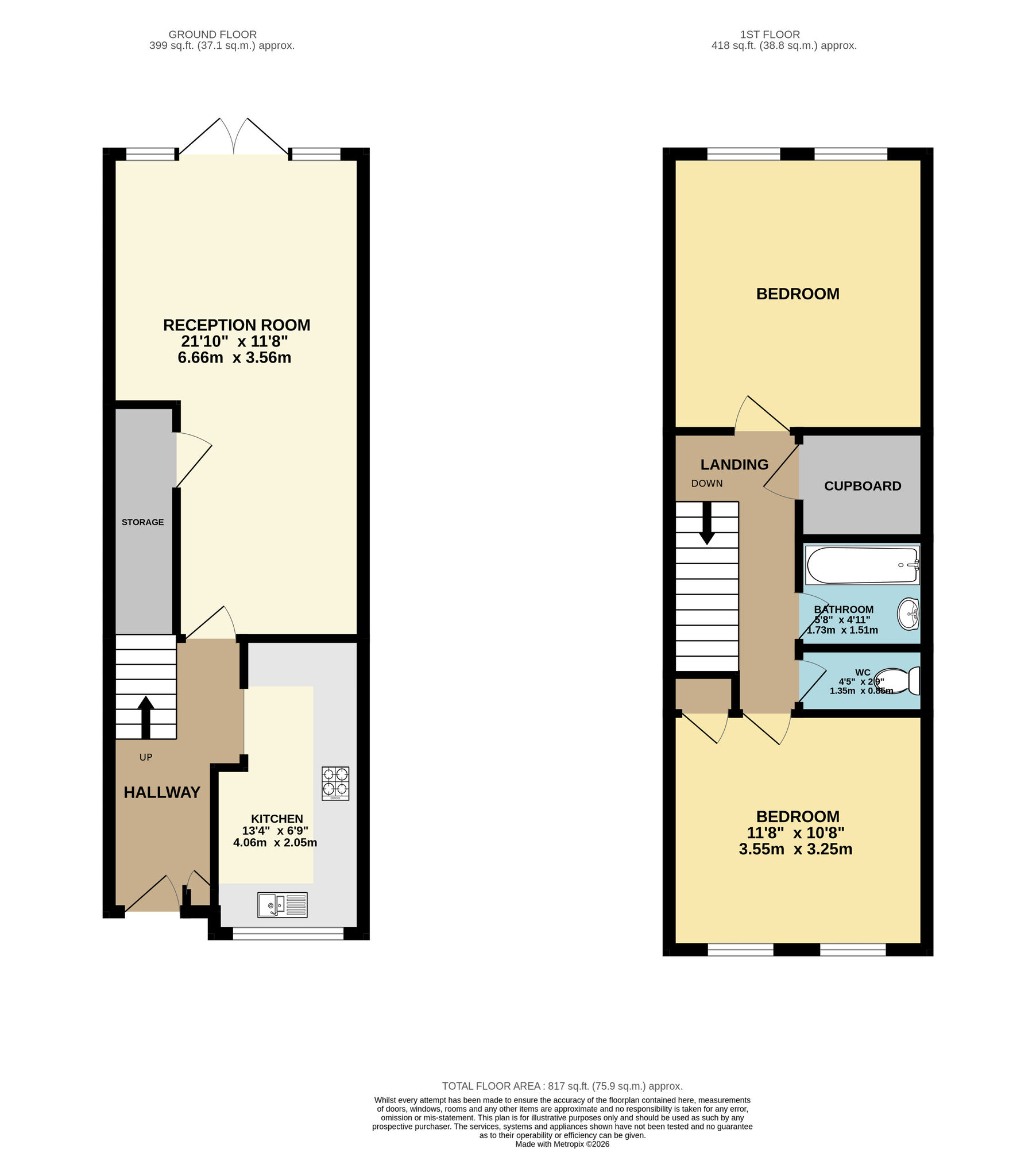 Floorplan of 2 bedroom Mid Terrace House for sale, Neville Close, Leytonstone, E11