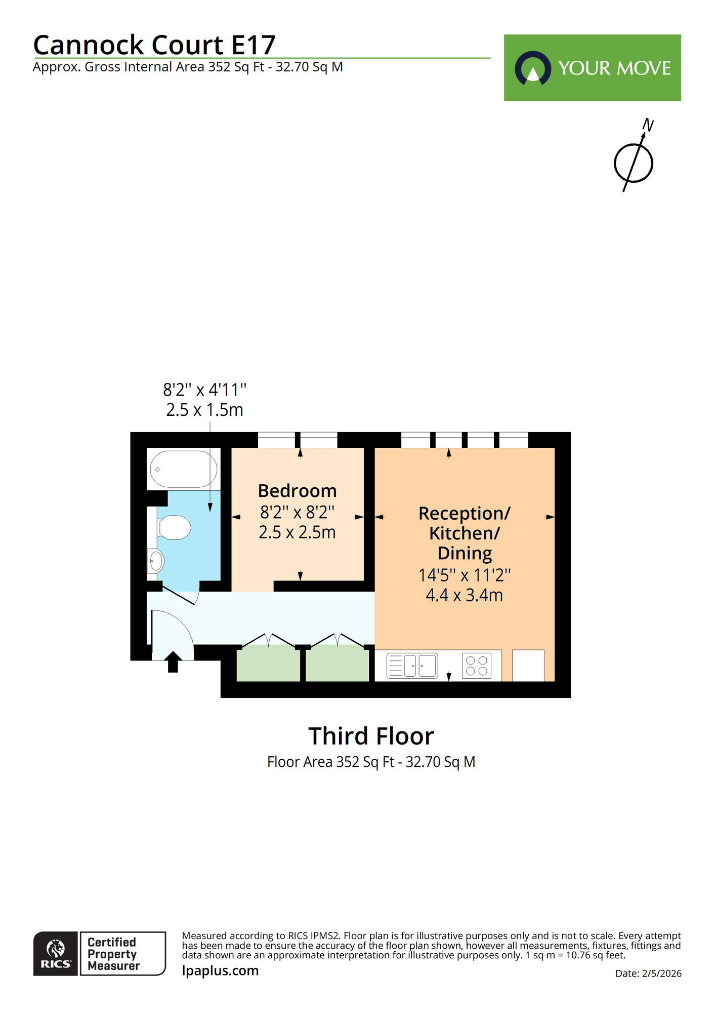 Floorplan of 1 bedroom Flat to rent, Hawker Place, Walthamstow, E17