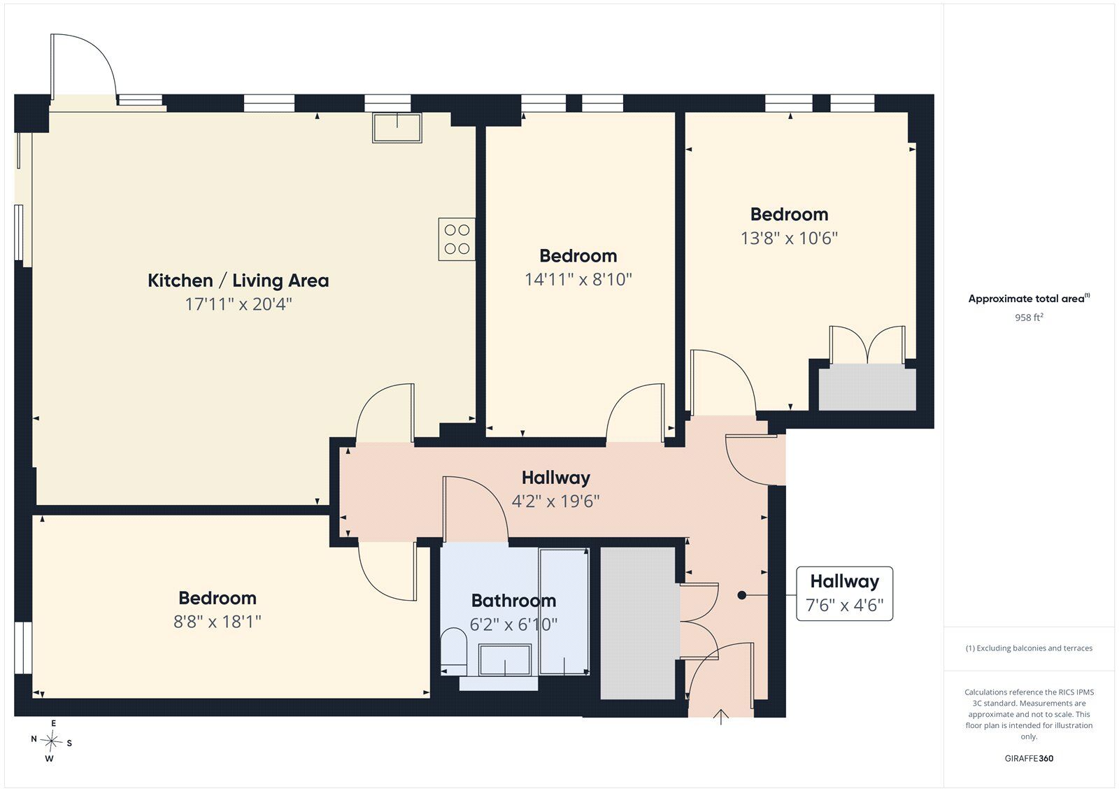 Floorplan of 3 bedroom Flat for sale, Thornbury Way, Walthamstow, E17