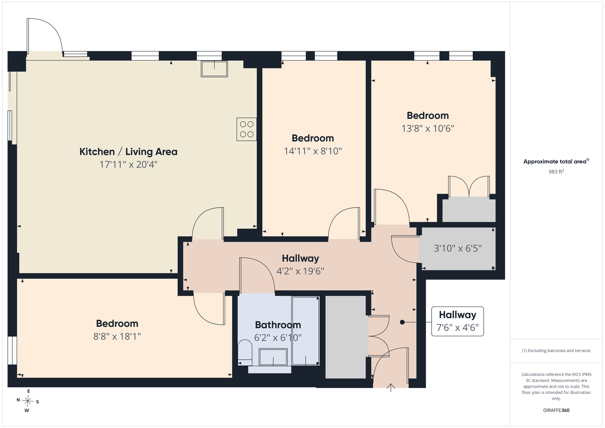 Floorplan of 3 bedroom Flat for sale, Thornbury Way, Walthamstow, E17