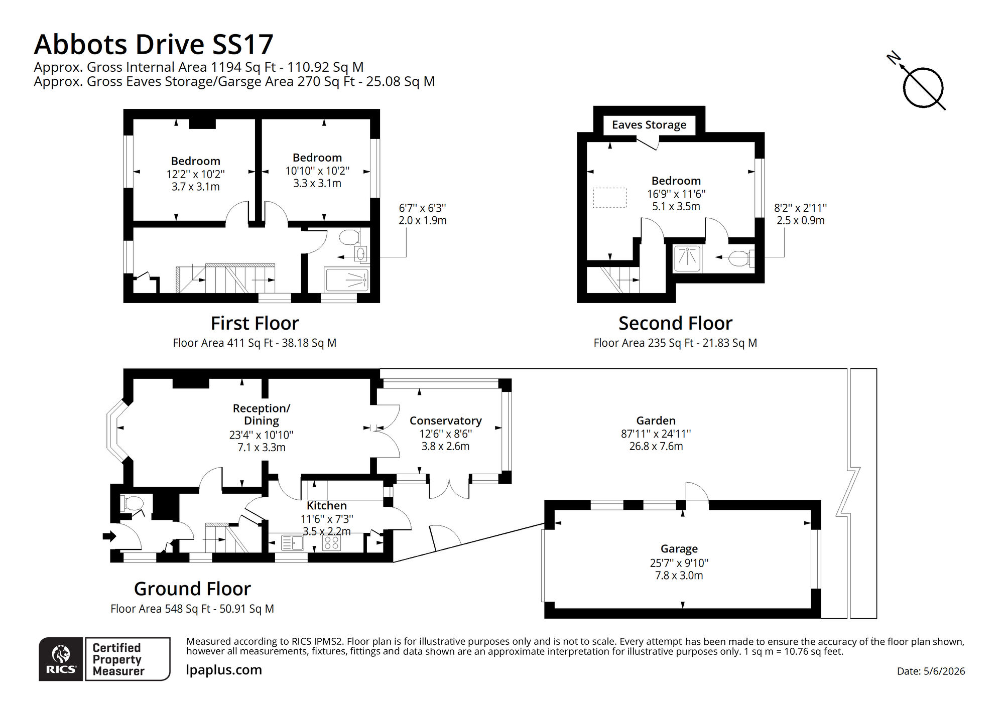 Floorplan of 3 bedroom Semi Detached House for sale, Abbotts Drive, Stanford-le-Hope, Essex, SS17