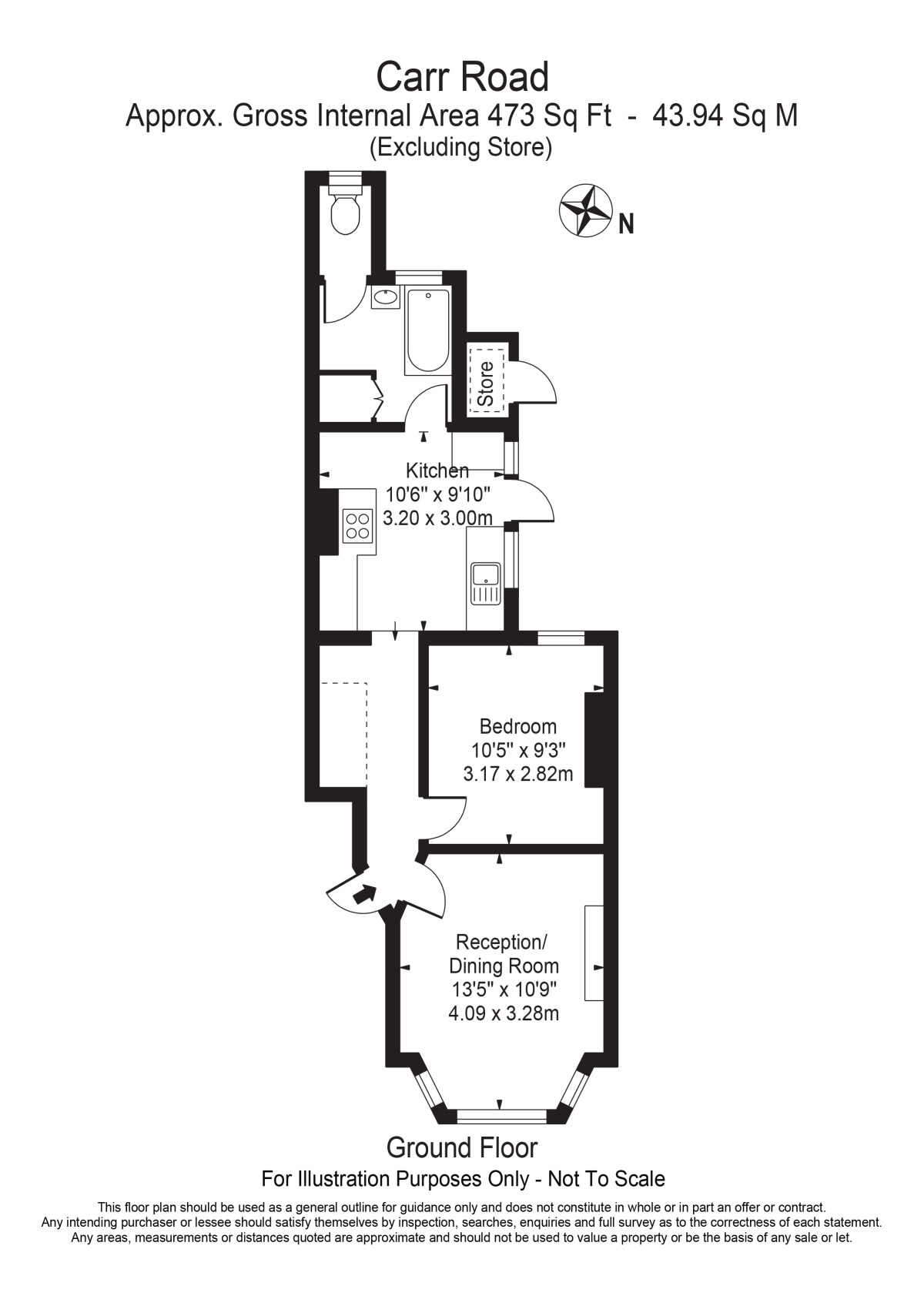 Floorplan of 1 bedroom Flat for sale, Carr Road, Walthamstow, E17