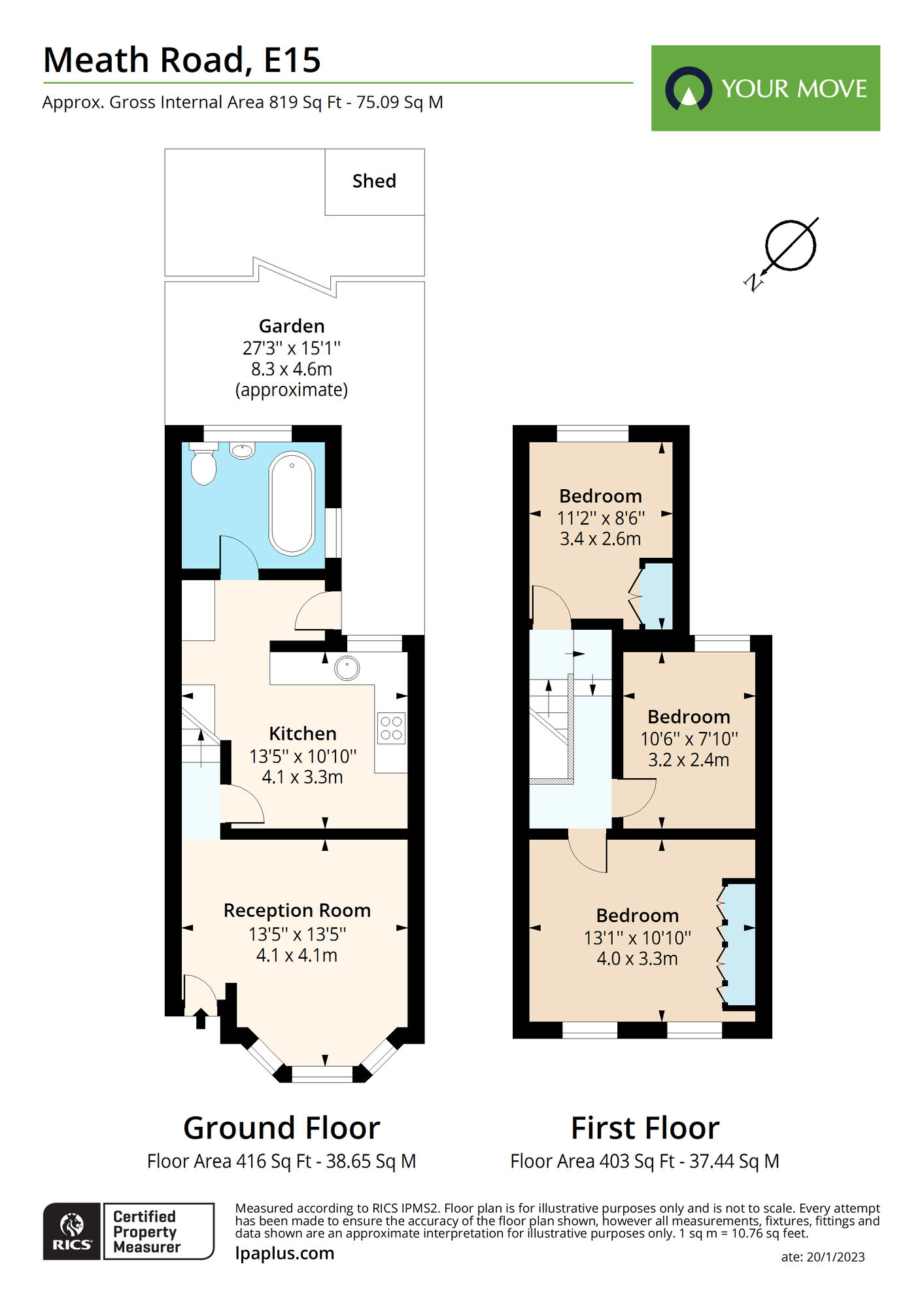 Floorplan of 3 bedroom House for sale, Meath Road, Stratford, London, E15