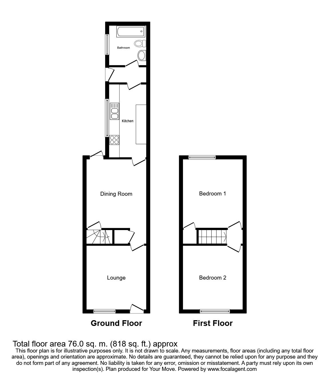Floorplan of 2 bedroom Mid Terrace House to rent, Jameson Street, Wolverhampton, WV6