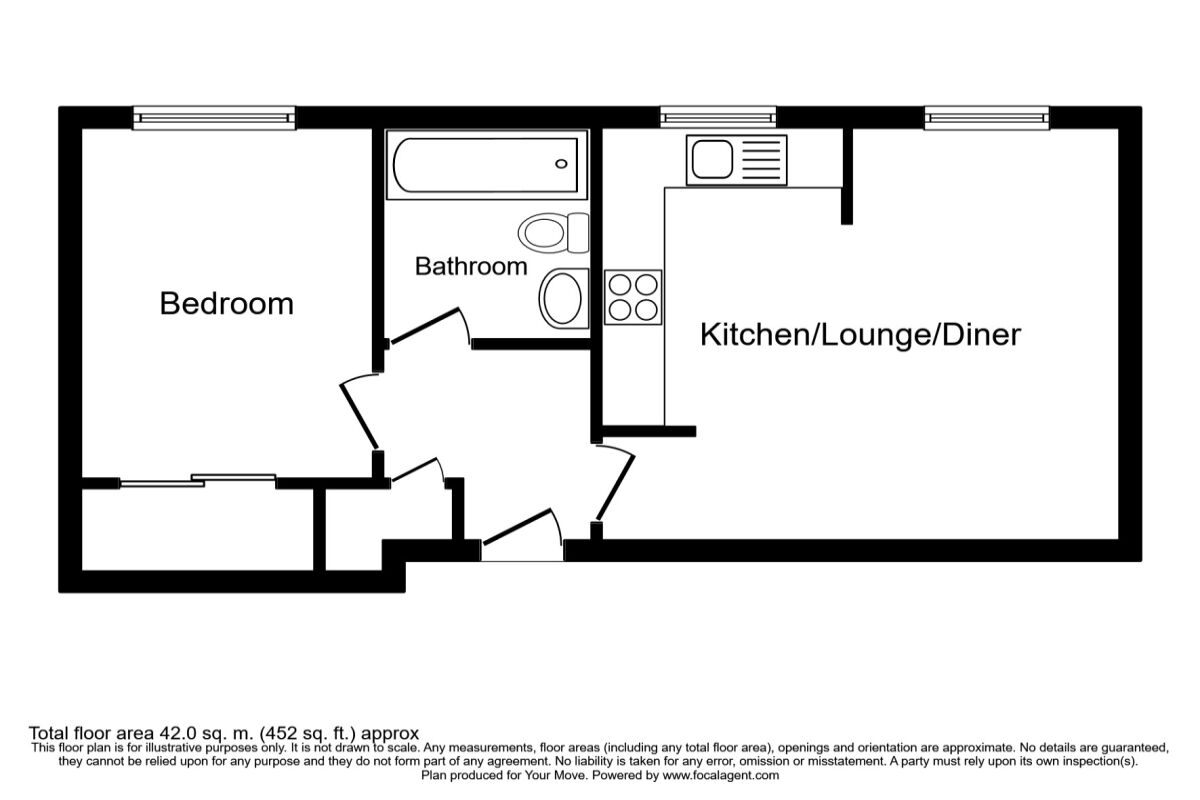 Floorplan of 1 bedroom Flat to rent, Lichfield Street, Wolverhampton, West Midlands, WV1