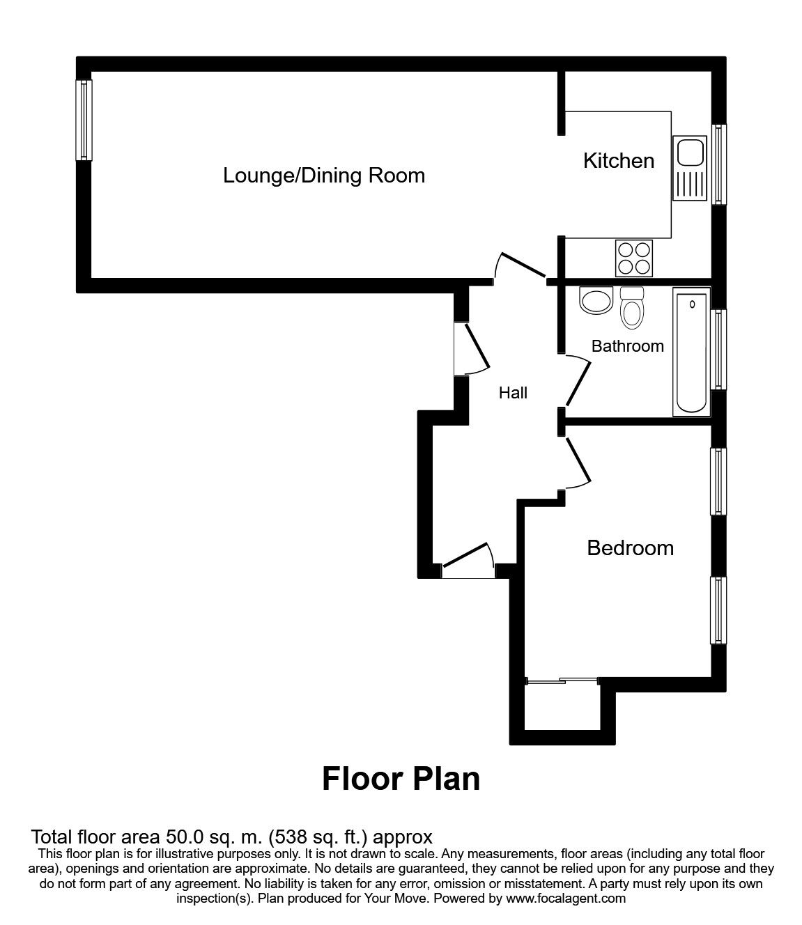 Floorplan of 1 bedroom Flat to rent, Lichfield Street, Wolverhampton, West Midlands, WV1