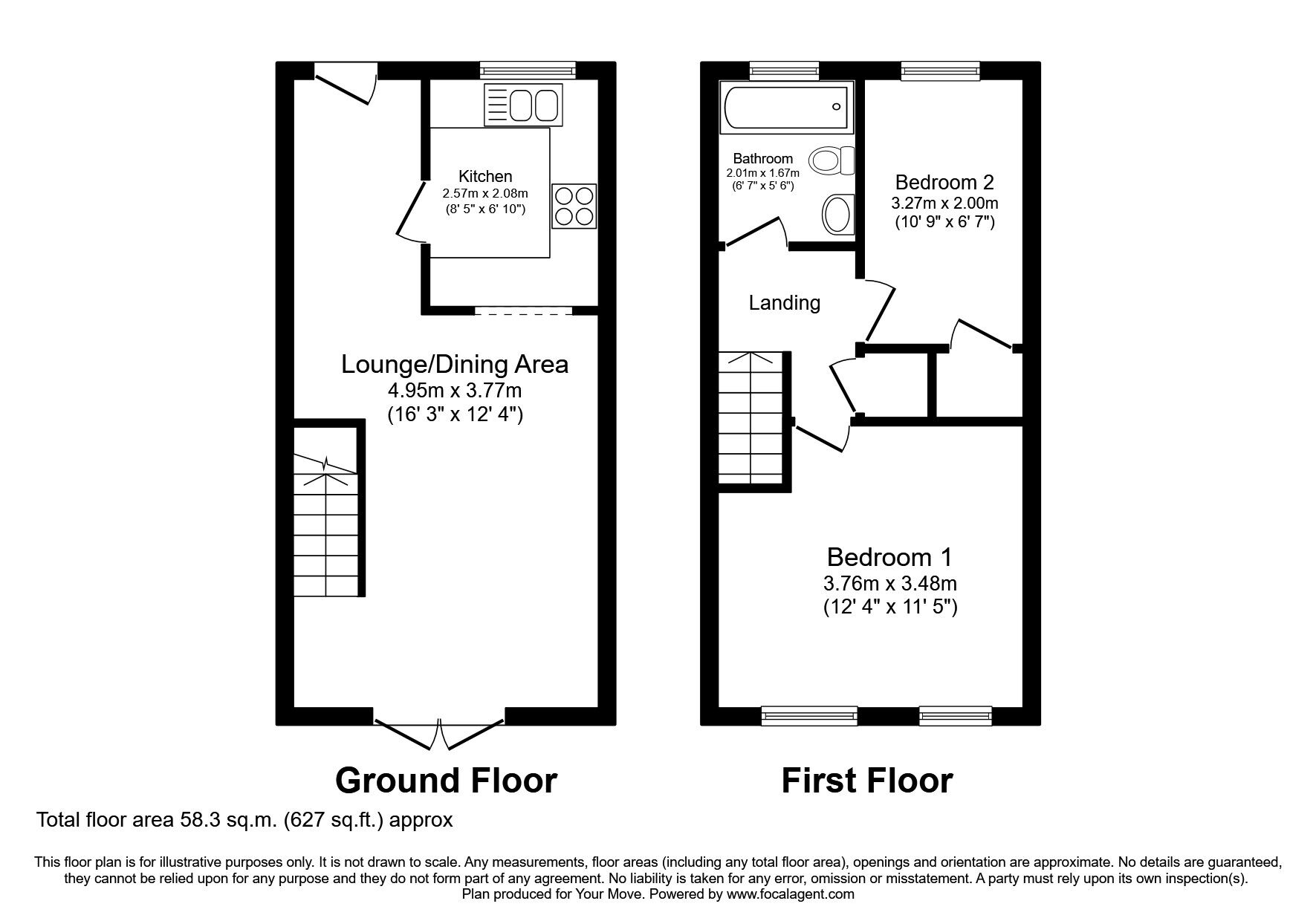 Floorplan of 2 bedroom Mid Terrace House to rent, Regency Court, Park Avenue, West Midlands, WV1