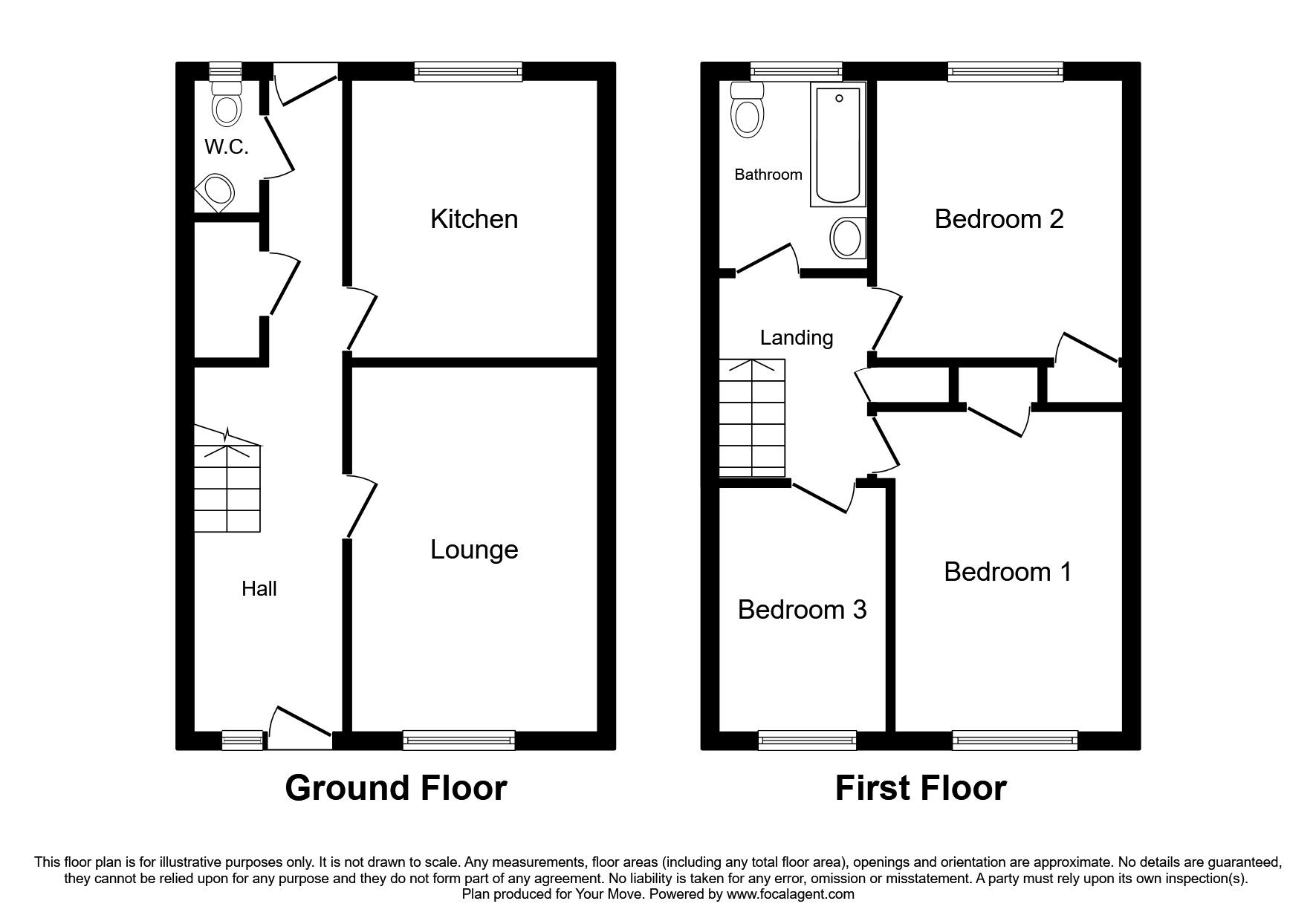 Floorplan of 3 bedroom Semi Detached House to rent, Broad Street, Bilston, West Midlands, WV14
