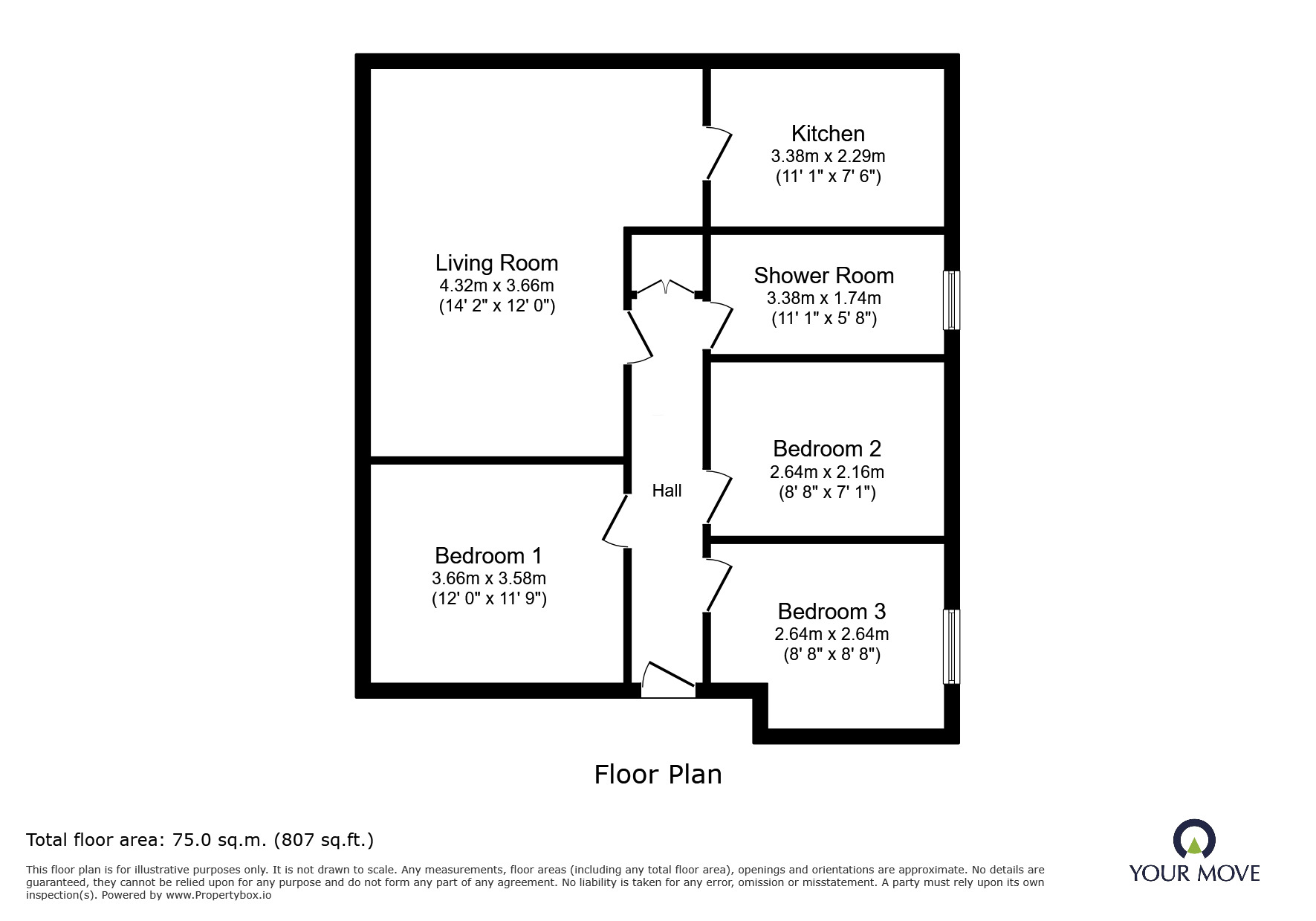 Floorplan of 3 bedroom Flat to rent, Lawnswood Avenue, Parkfields, West Midlands, WV4
