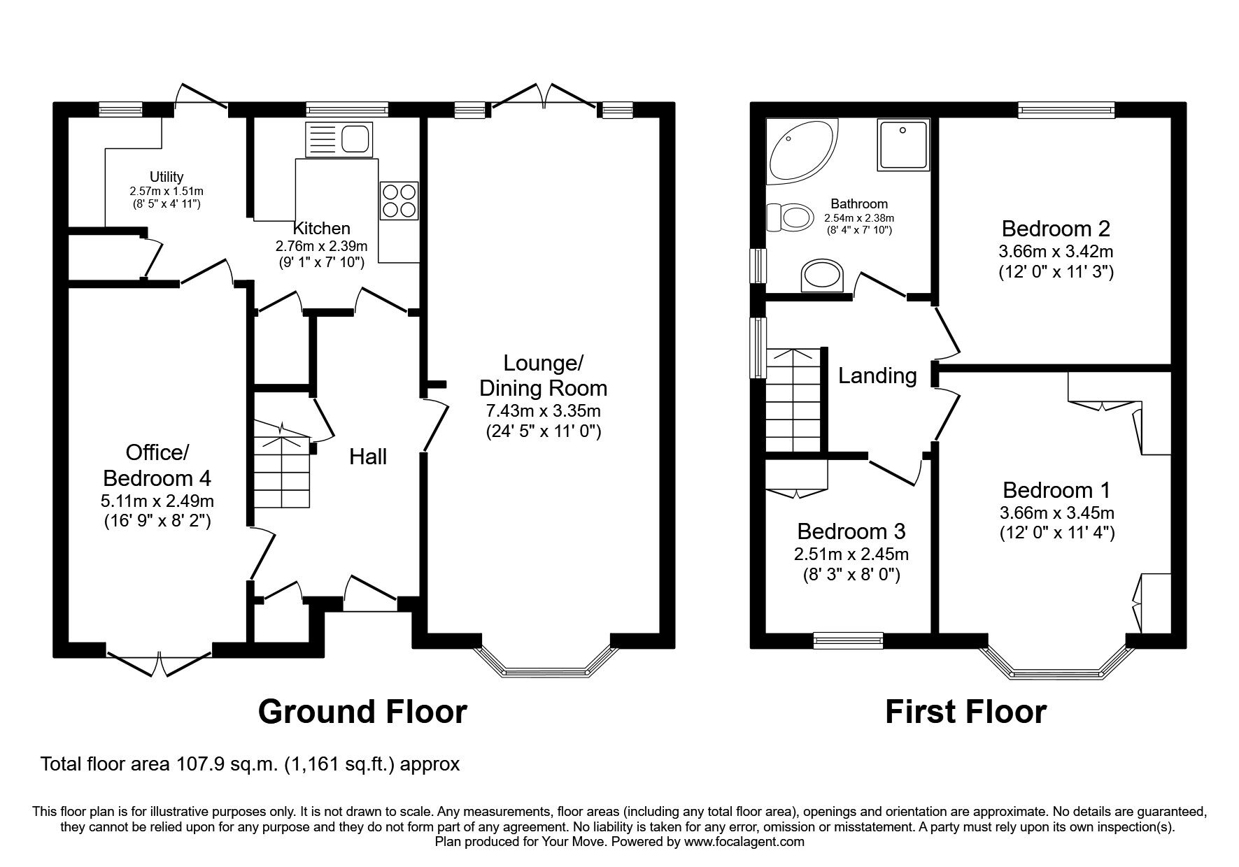 Floorplan of 3 bedroom Semi Detached House to rent, Oxley Moor Road, Wolverhampton, West Midlands, WV10