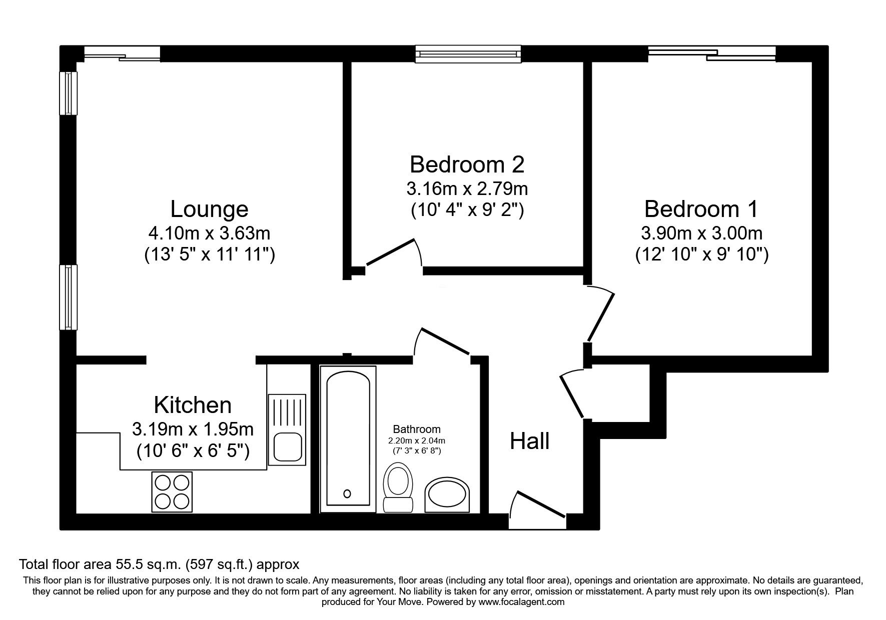 Floorplan of 2 bedroom  Flat for sale, Broad Gauge Way, Wolverhampton, West Midlands, WV10