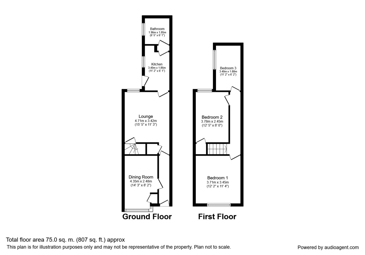 Floorplan of 3 bedroom Mid Terrace House to rent, Leicester Street, Wolverhampton, West Midlands, WV6
