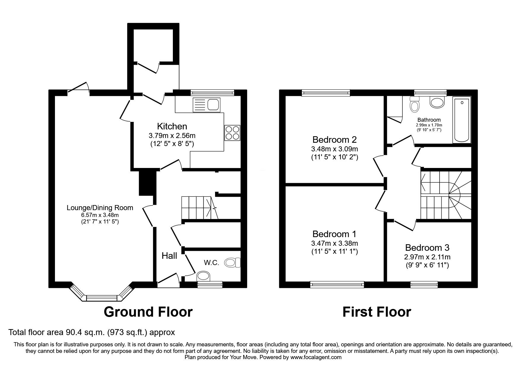 Floorplan of 3 bedroom Mid Terrace House for sale, Fareham Crescent, Wolverhampton, West Midlands, WV4