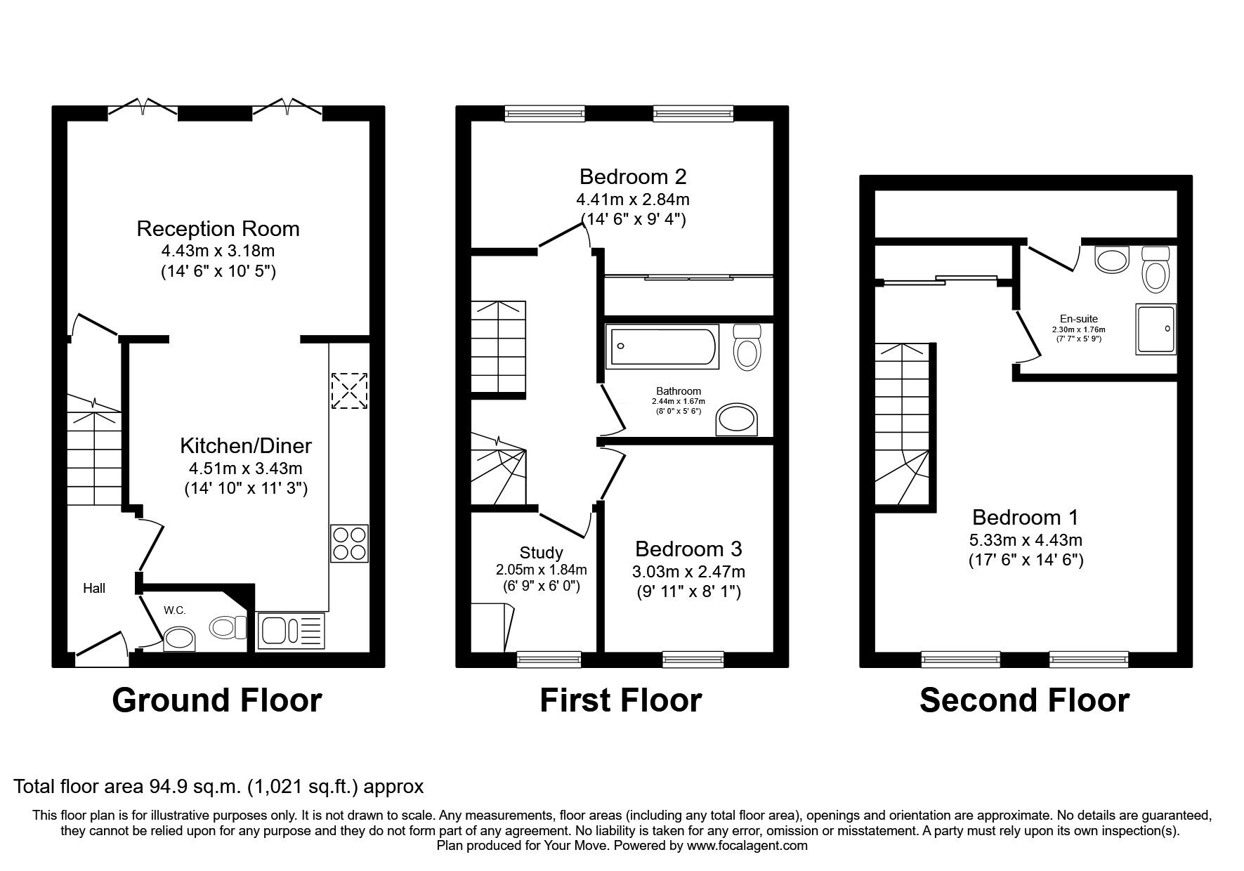Floorplan of 3 bedroom Semi Detached House for sale, Humphries Road, Wolverhampton, West Midlands, WV10