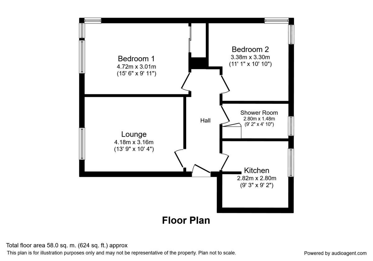 Floorplan of 2 bedroom Flat to rent, The Lindens, Newbridge Crescent, West Midlands, WV6