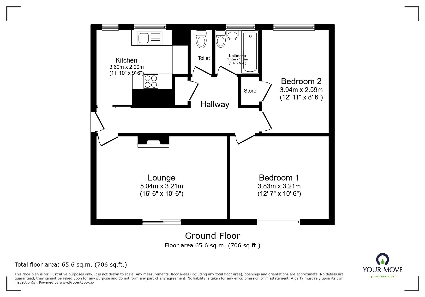 Floorplan of 2 bedroom Flat to rent, Green Park Avenue, Bilston, West Midlands, WV14