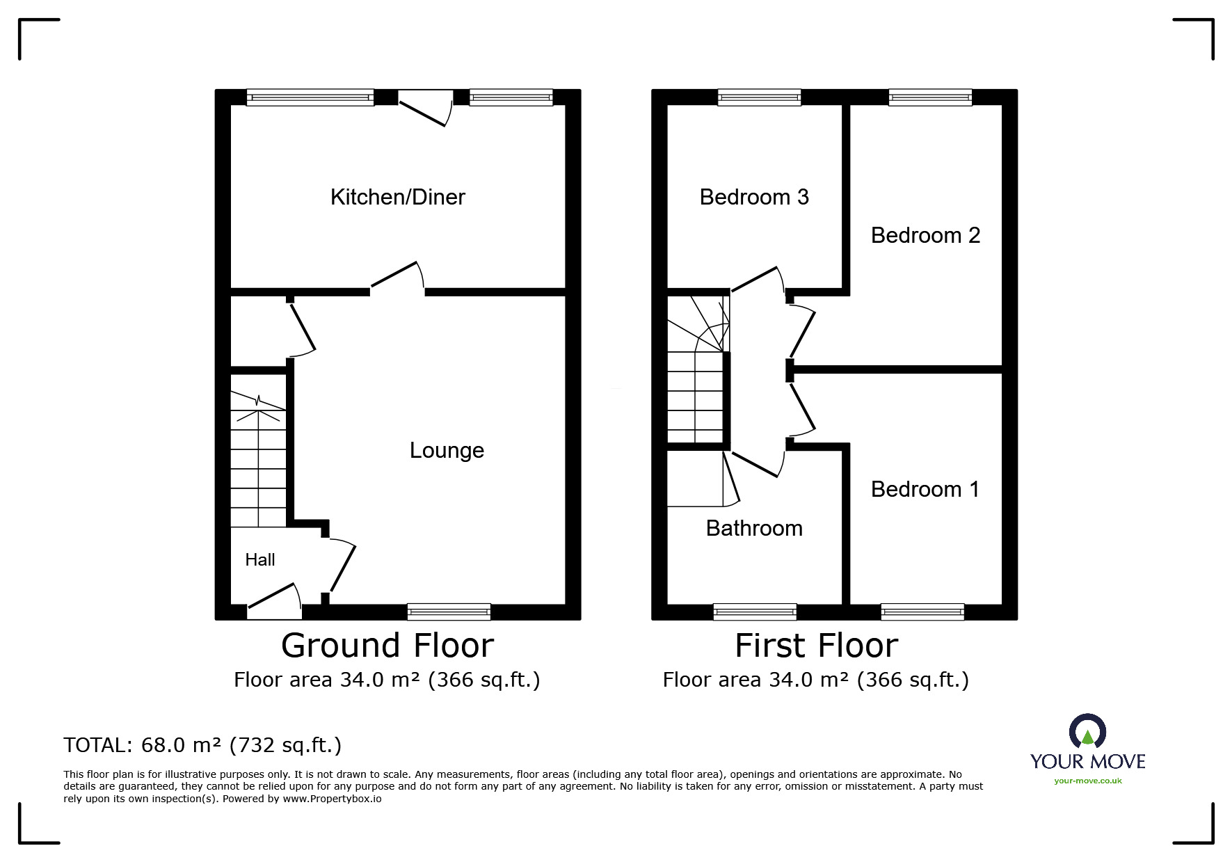 Floorplan of 3 bedroom Mid Terrace House to rent, Langsett Road, Wolverhampton, West Midlands, WV10