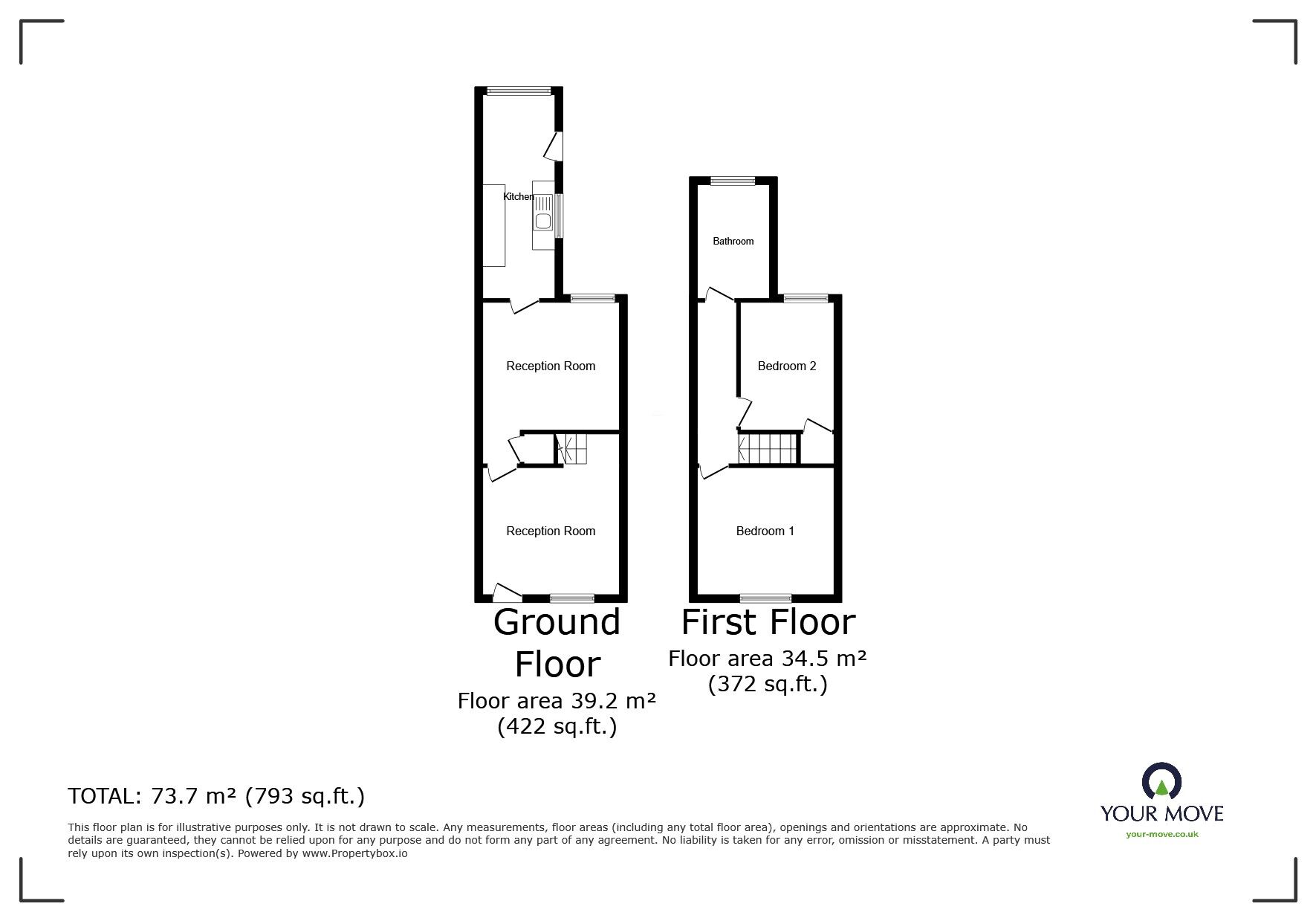 Floorplan of 2 bedroom Mid Terrace House to rent, Hart Road, Wolverhampton, West Midlands, WV11