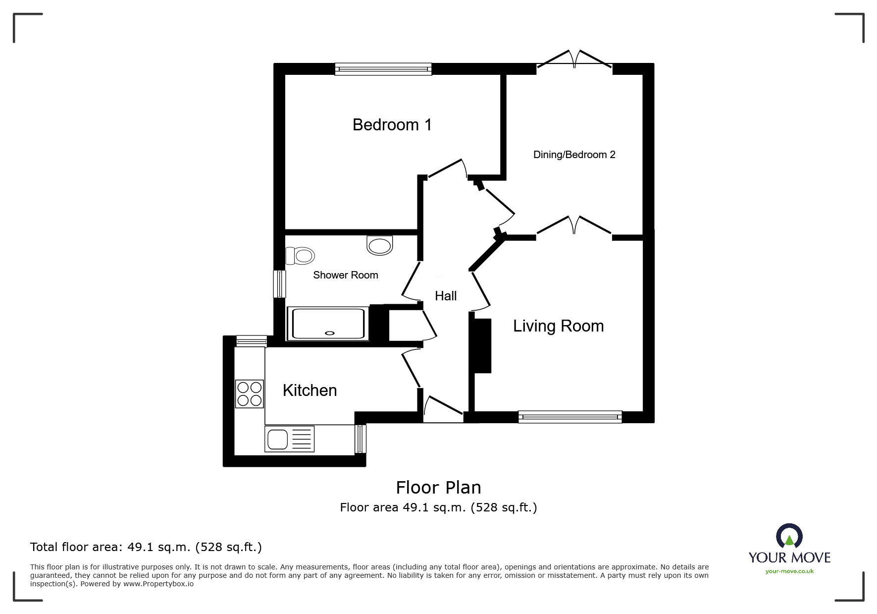 Floorplan of 2 bedroom Detached Bungalow for sale, Hanover Court, Wolverhampton, West Midlands, WV6