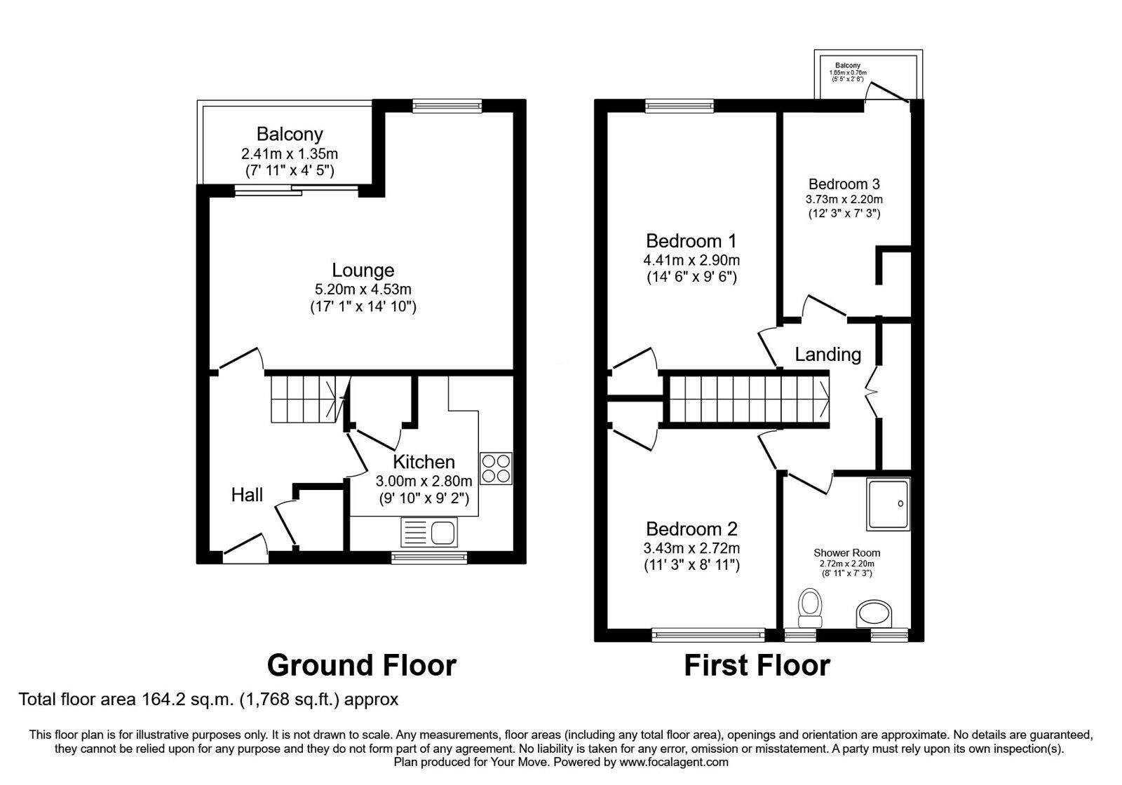 Floorplan of 3 bedroom Flat for sale, Darfield Walk, Birmingham, West Midlands, B12
