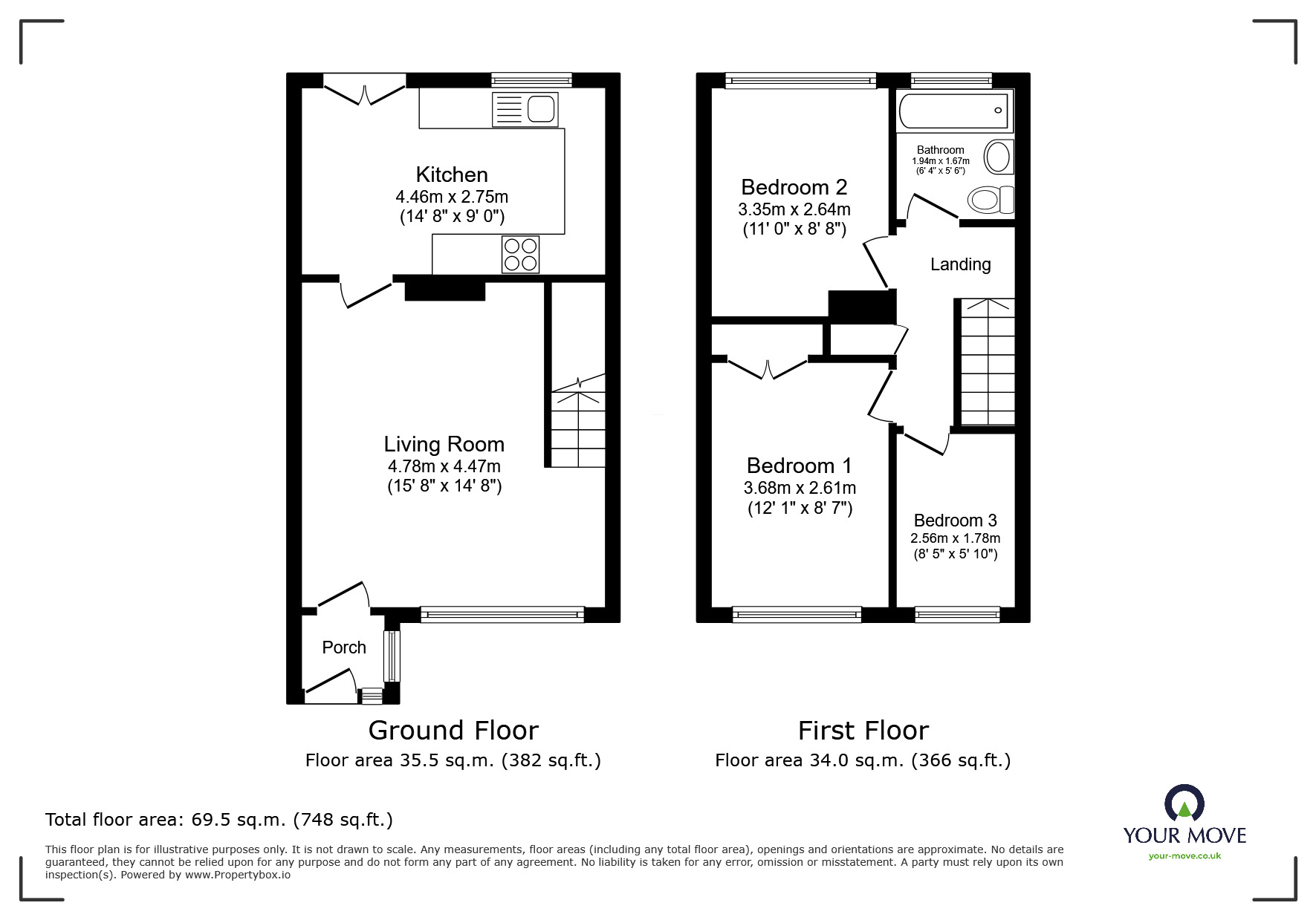 Floorplan of 3 bedroom Mid Terrace House to rent, Telford Gardens, Wolverhampton, West Midlands, WV3