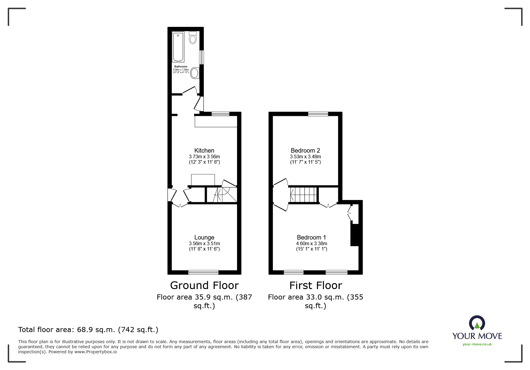 Floorplan of 2 bedroom Mid Terrace House for sale, Coltham Road, Willenhall, West Midlands, WV12