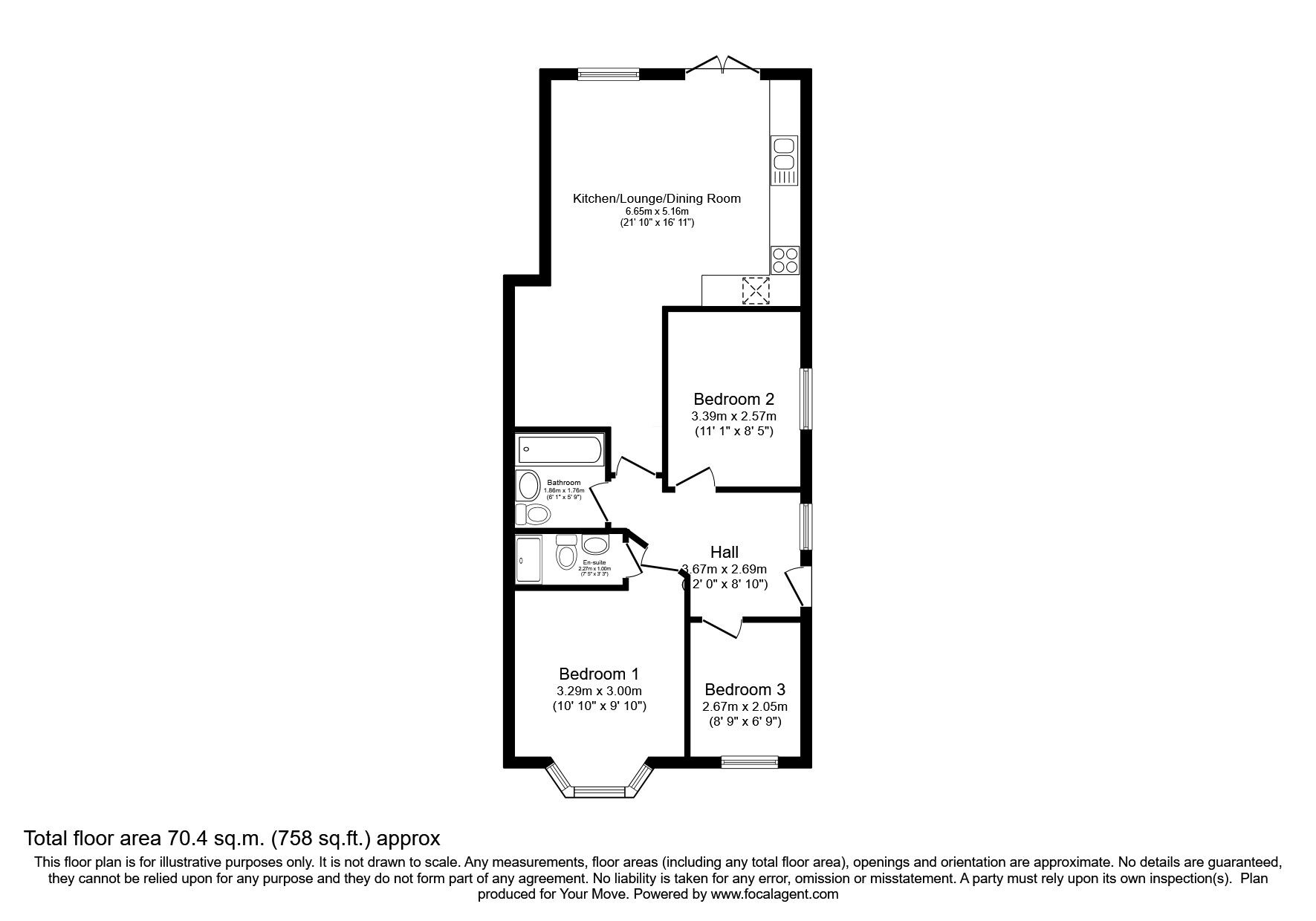 Floorplan of 3 bedroom Semi Detached Bungalow for sale, Ward Grove, Wolverhampton, West Midlands, WV4
