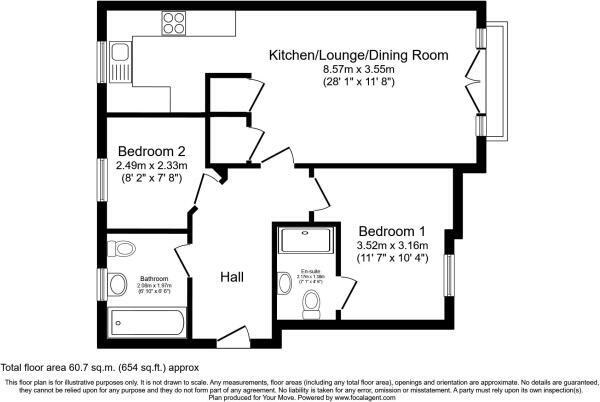Floorplan of 2 bedroom  Flat for sale, Albion Street, Wolverhampton, West Midlands, WV1