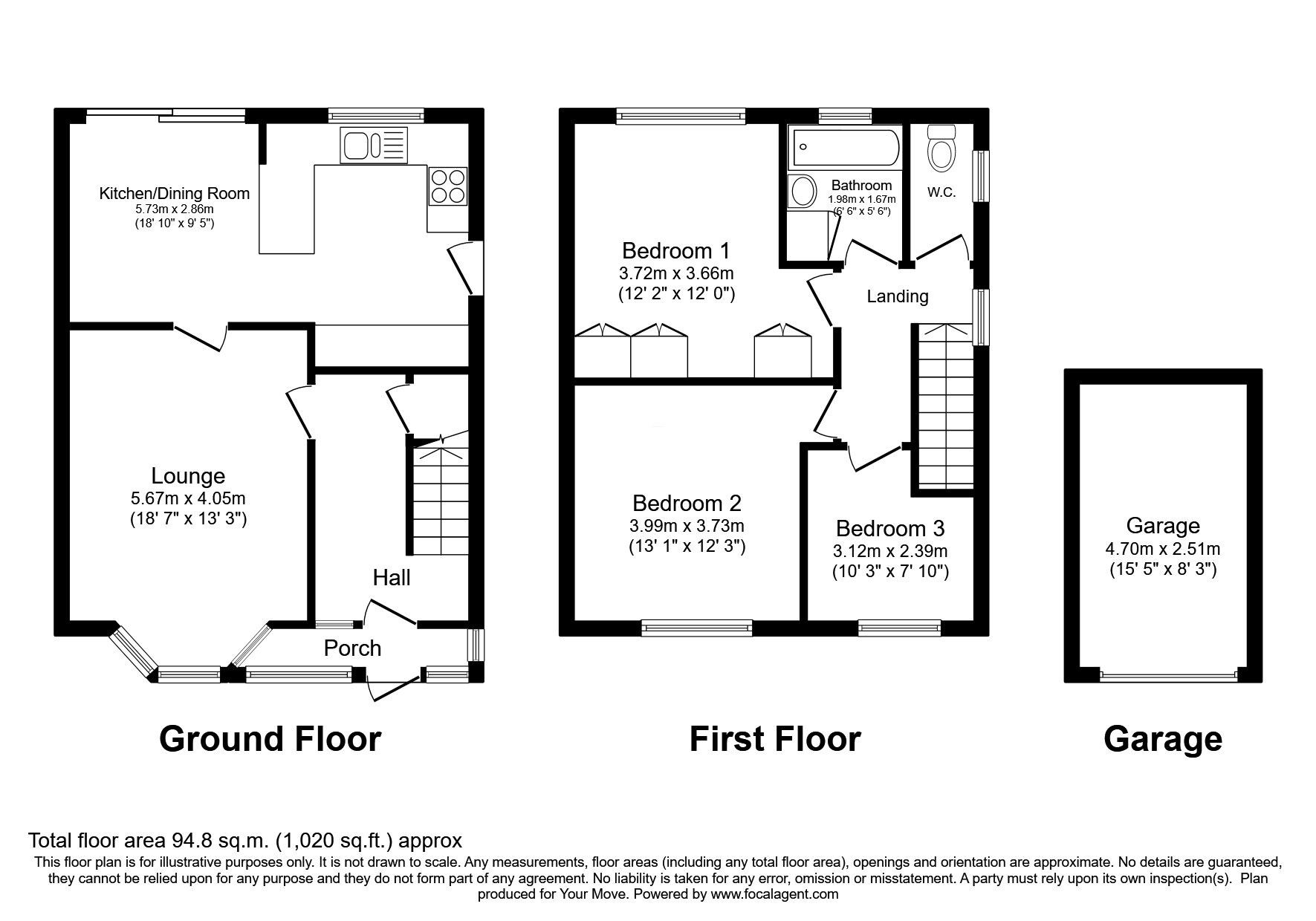 Floorplan of 3 bedroom Detached House for sale, Park Lane, Wolverhampton, West Midlands, WV10