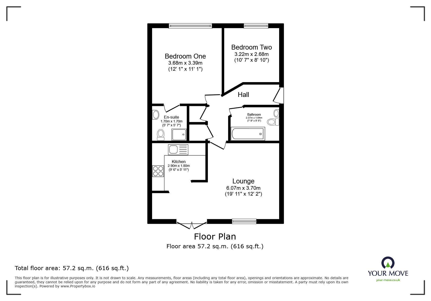 Floorplan of 2 bedroom  Flat for sale, Broad Gauge Way, Wolverhampton, West Midlands, WV10