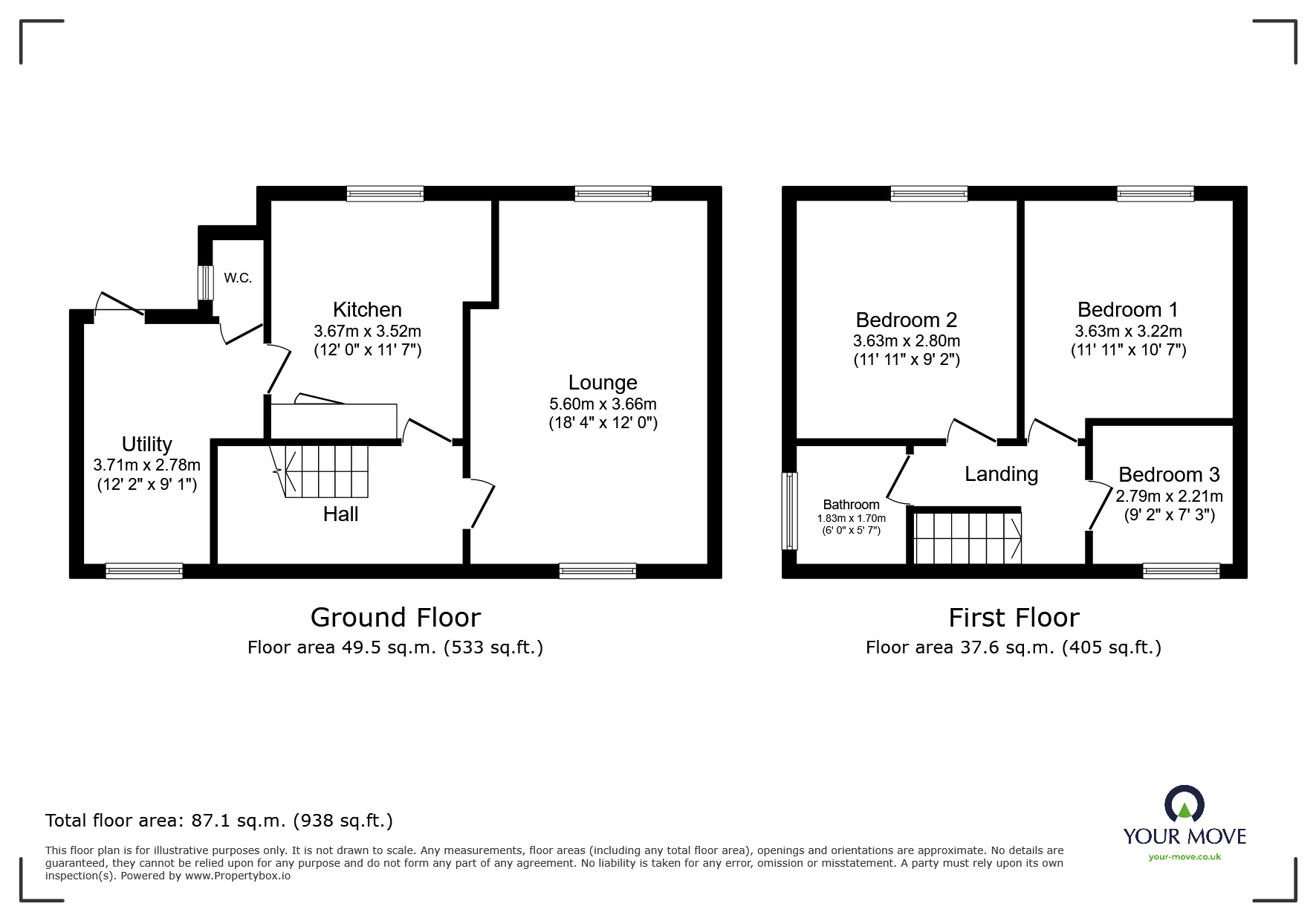 Floorplan of 3 bedroom Semi Detached House for sale, Queens Road, Calf Heath, Staffordshire, WV10