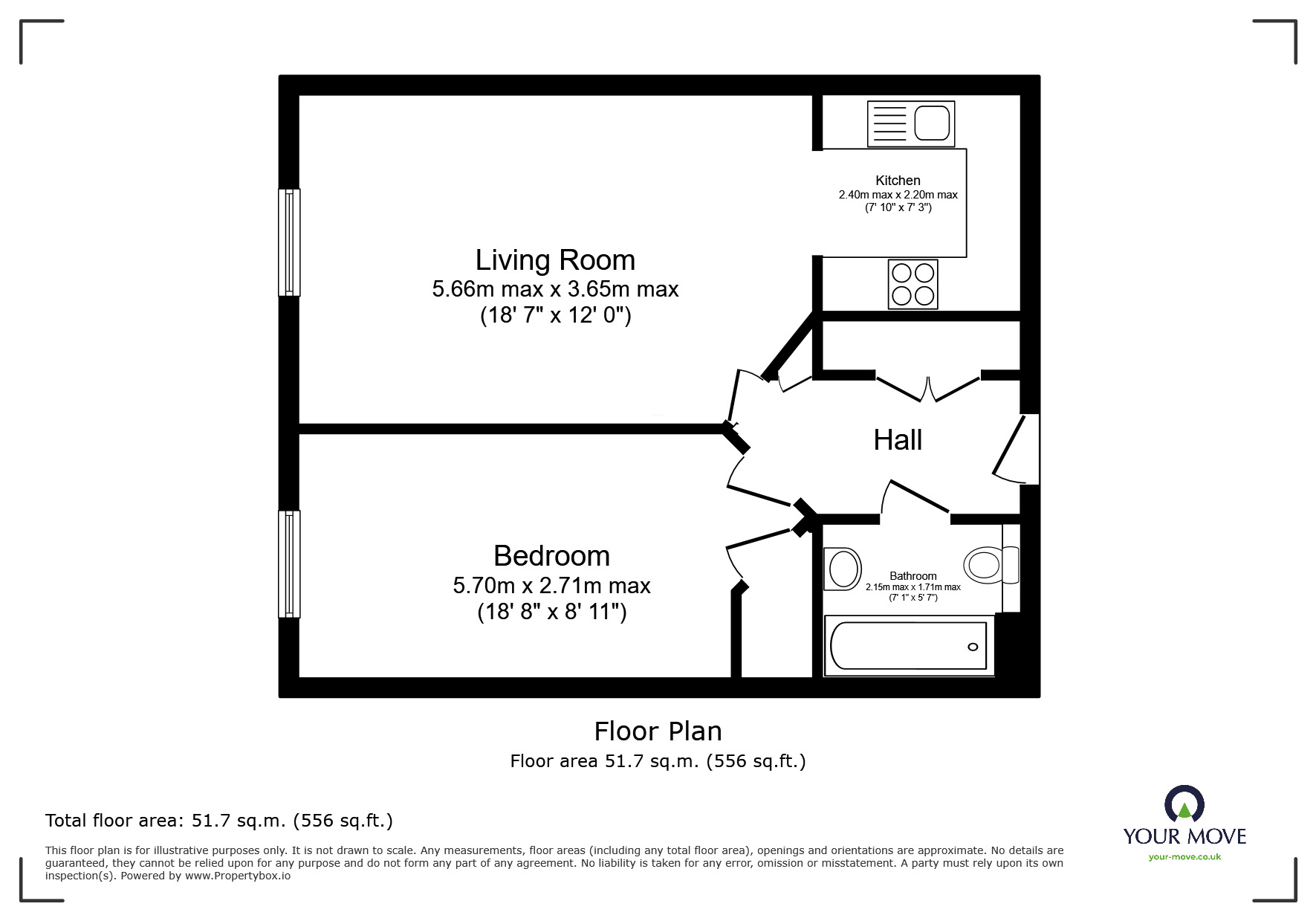 Floorplan of 1 bedroom  Flat to rent, Penn Road, Wolverhampton, West Midlands, WV4