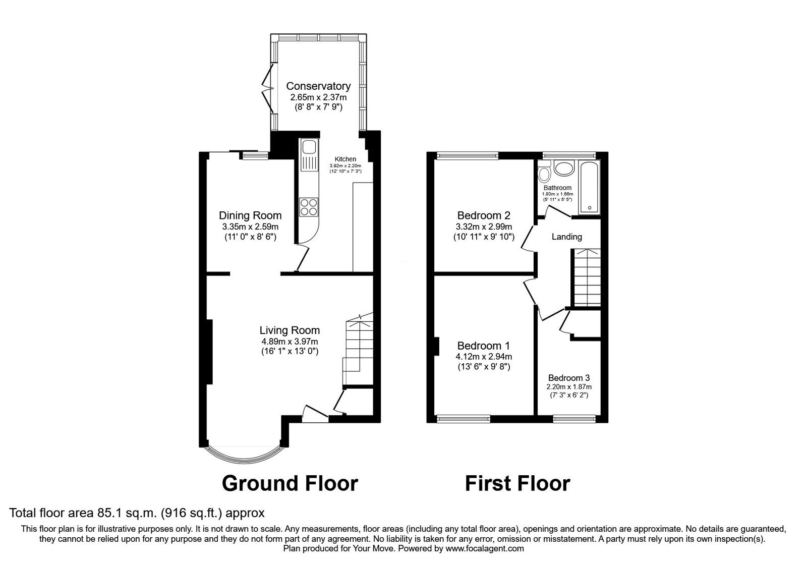 Floorplan of 3 bedroom End Terrace House for sale, Calcot Drive, Wolverhampton, West Midlands, WV6