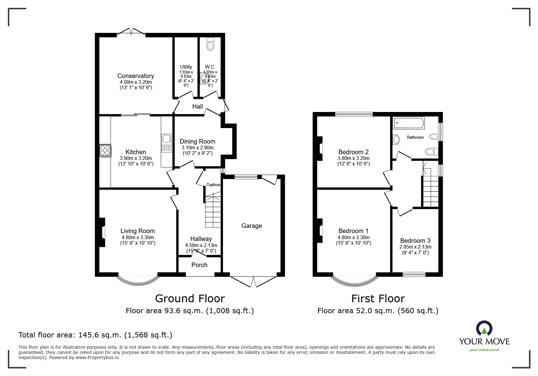 Floorplan of 3 bedroom Semi Detached House for sale, Foxhills Road, Wolverhampton, West Midlands, WV4