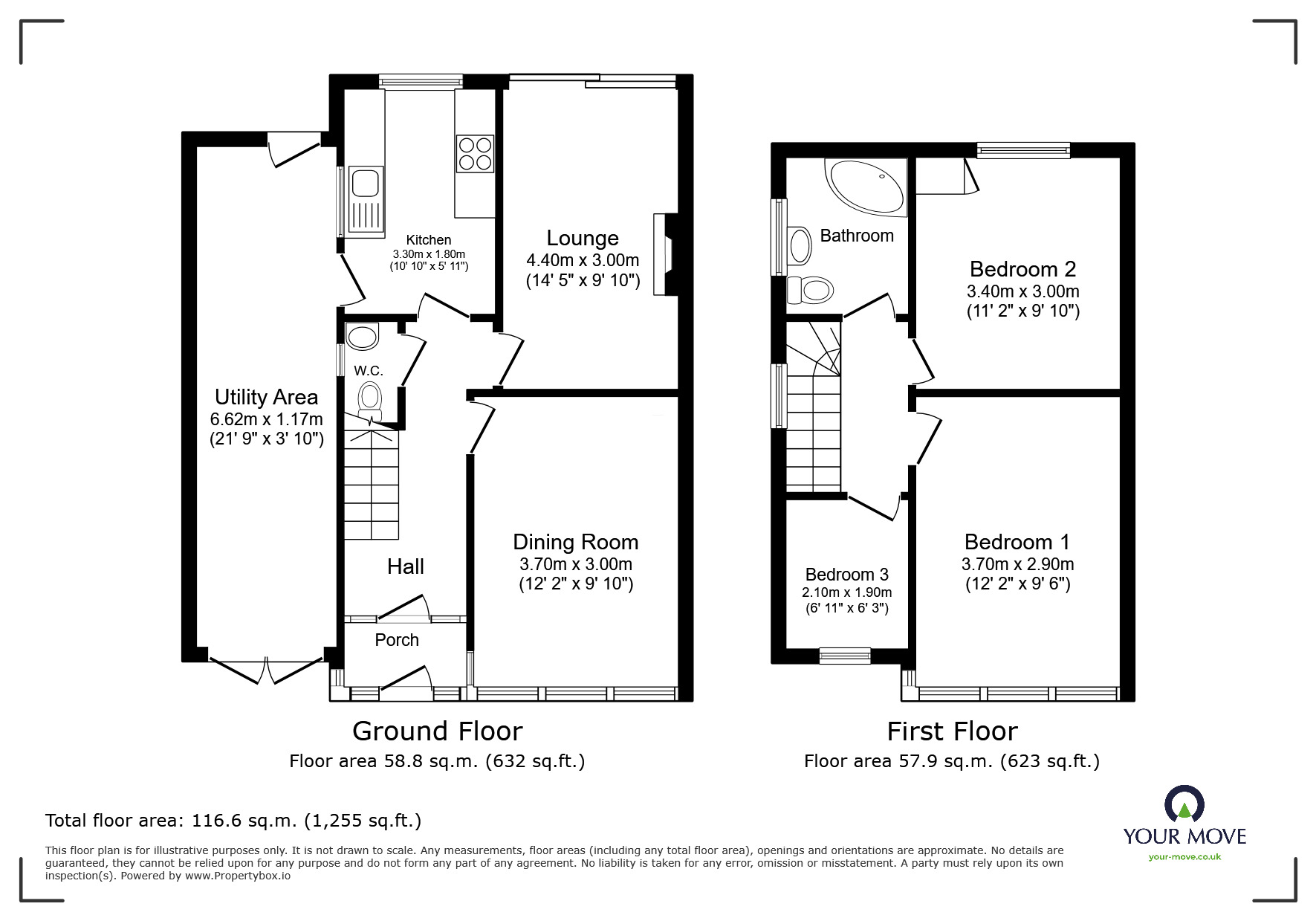 Floorplan of 3 bedroom Semi Detached House for sale, Lynton Avenue, Wolverhampton, West Midlands, WV6