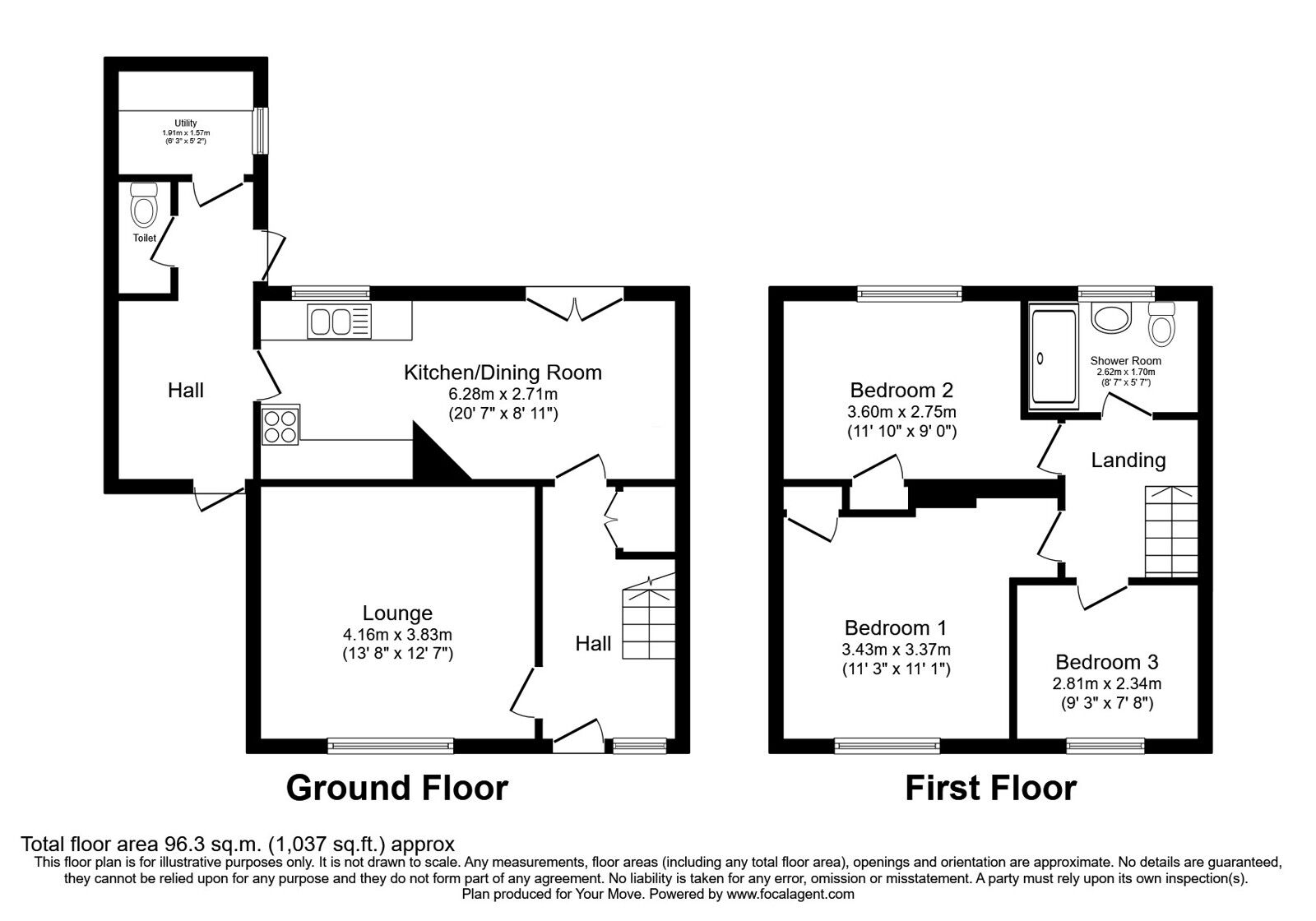 Floorplan of 3 bedroom Semi Detached House for sale, West Green, Wolverhampton, West Midlands, WV4