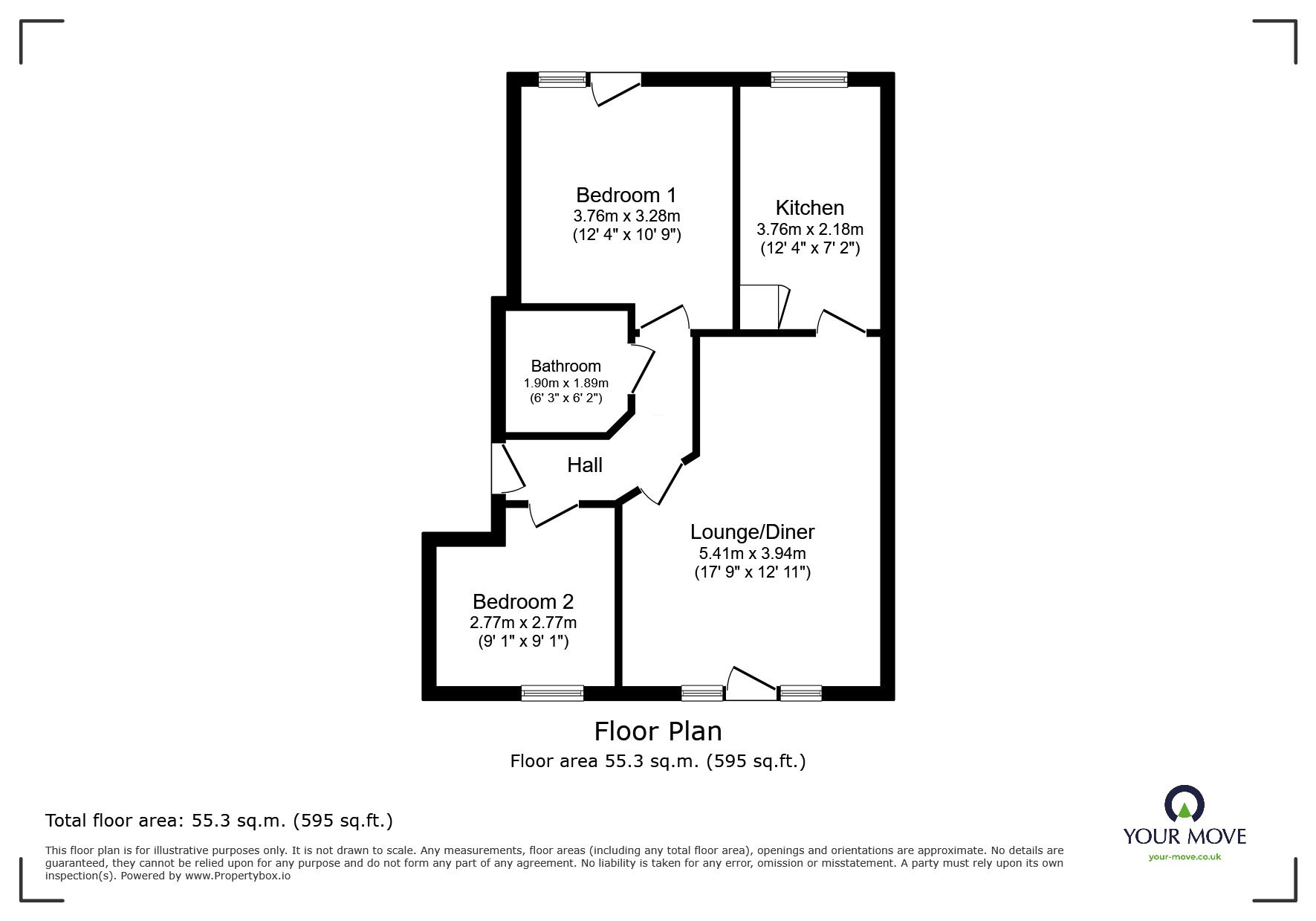 Floorplan of 2 bedroom  Flat for sale, Rothesay Gardens, Wolverhampton, West Midlands, WV4