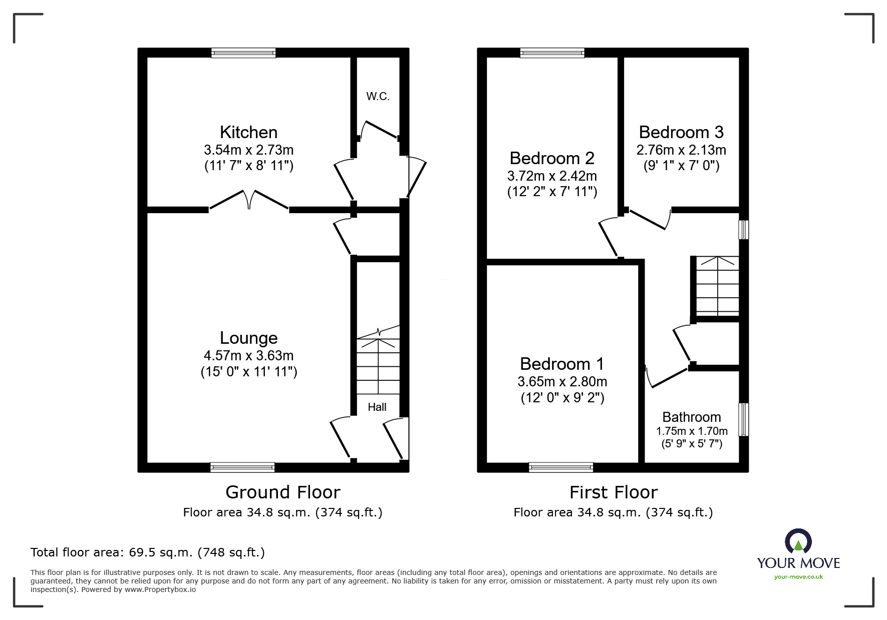 Floorplan of 3 bedroom Semi Detached House for sale, Myrtle Street, Wolverhampton, West Midlands, WV2