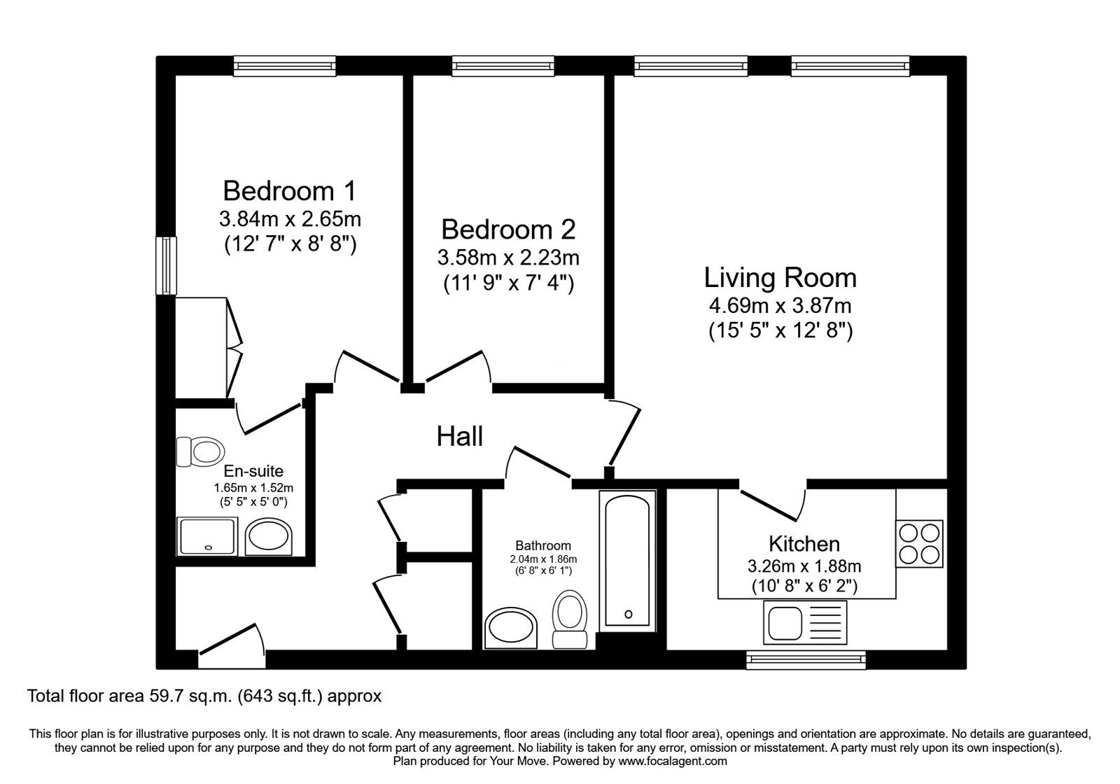 Floorplan of 2 bedroom  Flat for sale, Middle Village, Haywards Heath, West Sussex, RH16