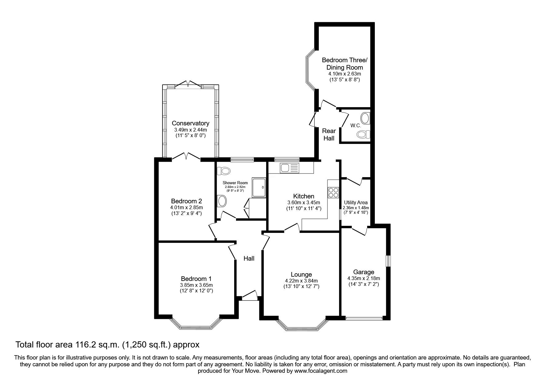 Floorplan of 3 bedroom Detached Bungalow for sale, Wakeley Hill, Wolverhampton, West Midlands, WV4