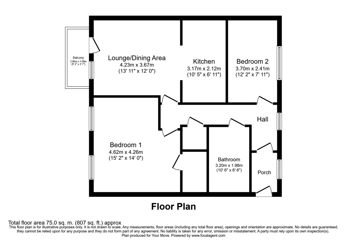 Floorplan of 2 bedroom  Flat to rent, Market Square, Wolverhampton, West Midlands, WV3
