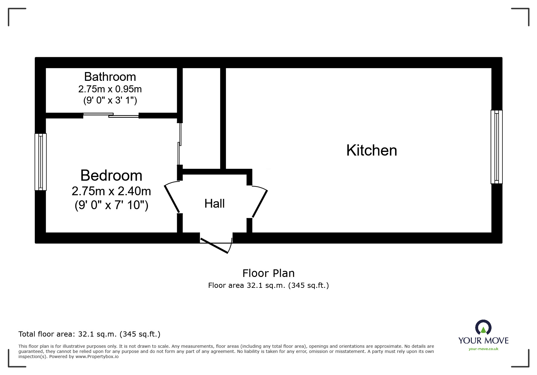 Floorplan of 1 bedroom  Flat to rent, First Avenue, Ketley Bank, Shropshire, TF2
