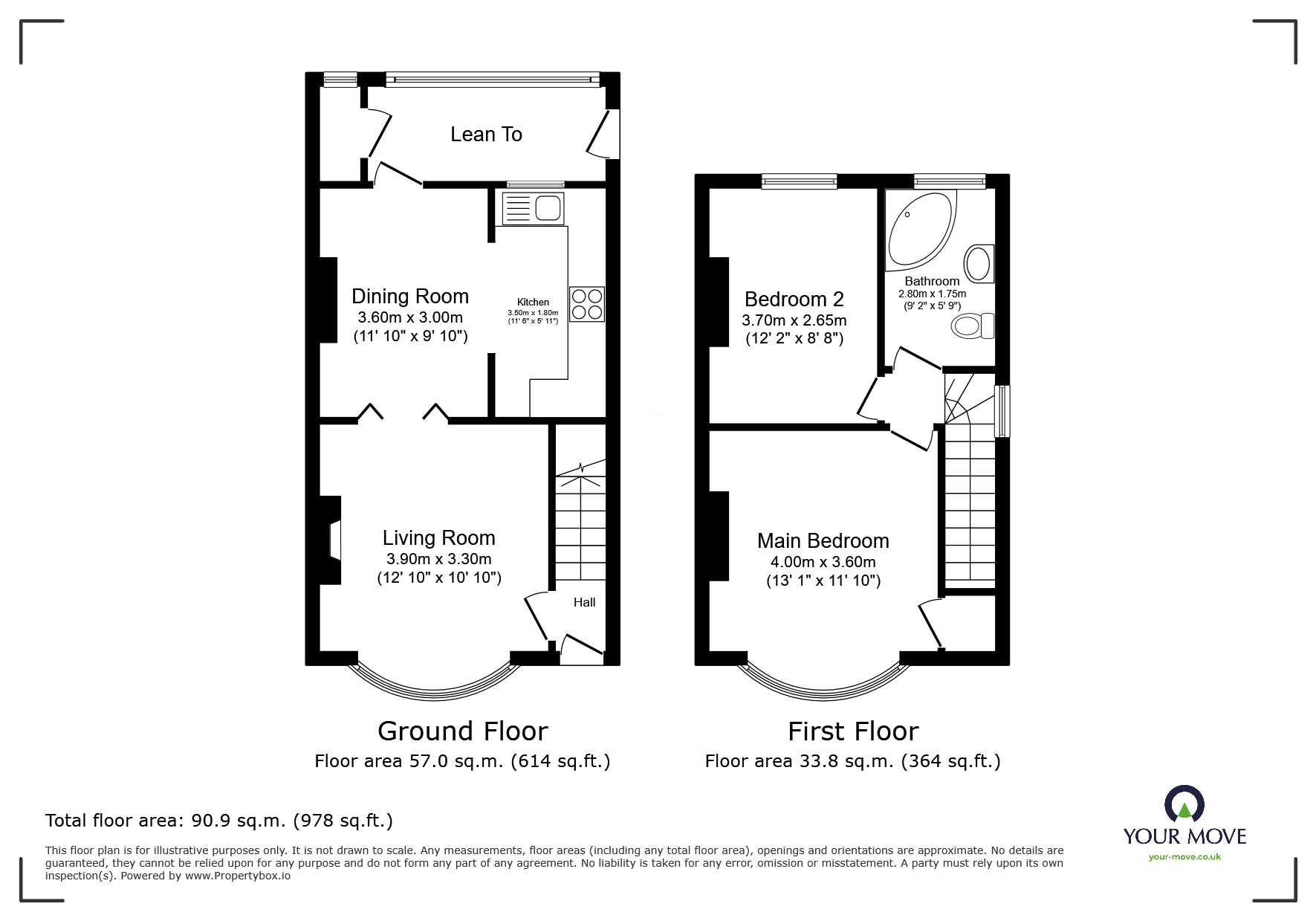 Floorplan of 2 bedroom Semi Detached House for sale, Norbury Road, Wolverhampton, West Midlands, WV10